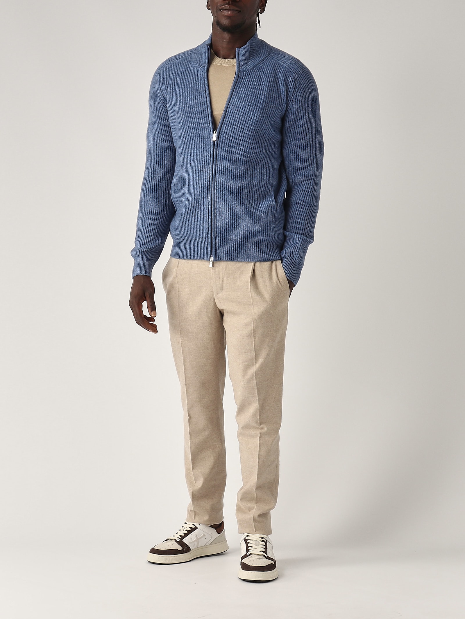 Shop Gran Sasso Cardigan Full Zip Cachemire Cardigan In Ceruleo