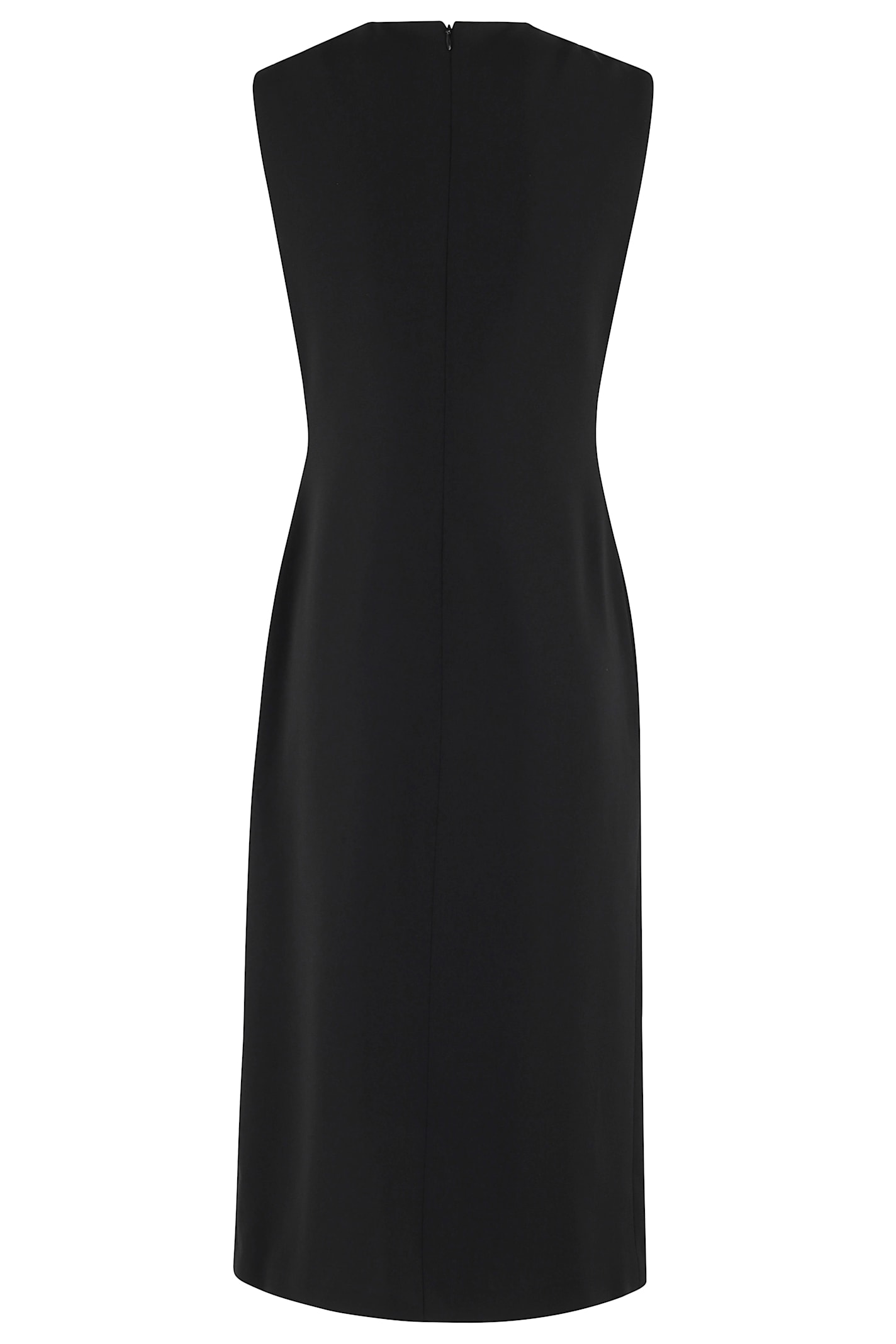 Theory Black Sleeveless Dress With Round Neck And Front Single Slit In Black