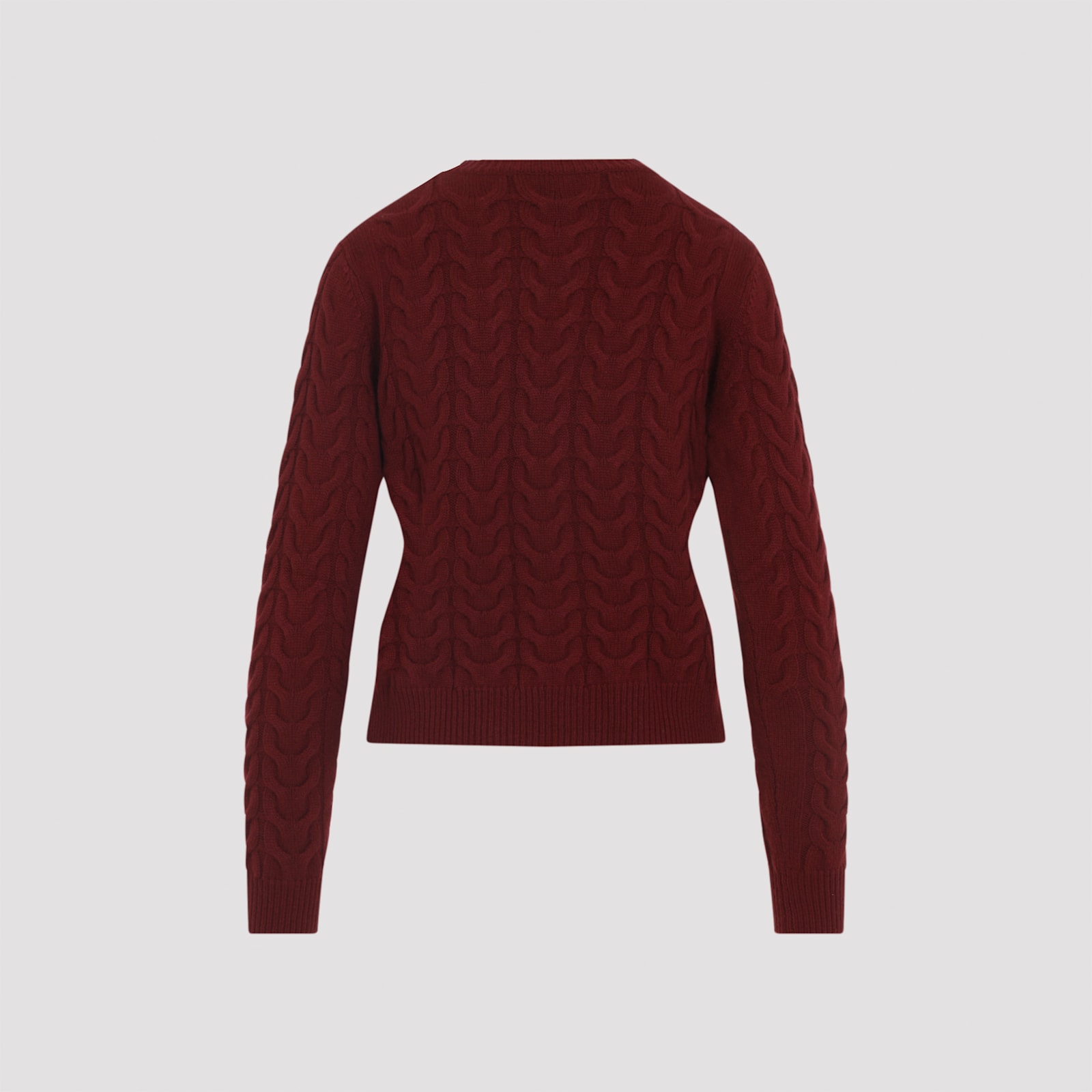 Max Mara Cable Knit Cashmere Sweater In Deep Burgundy In Burgundy