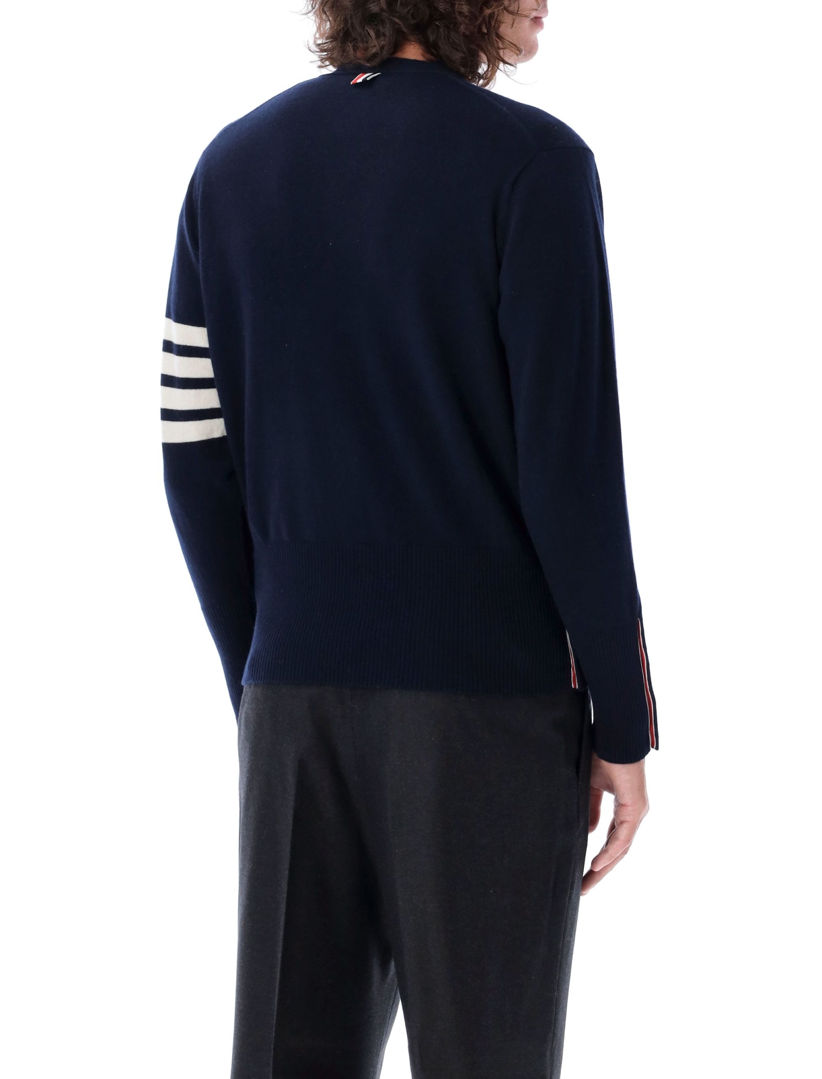 Shop Thom Browne Classic Cashmere Cardigan 4 Bar In Navy