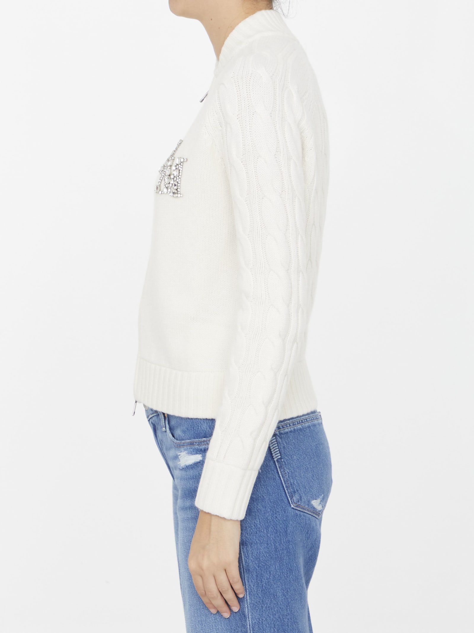 Shop Max Mara Armanda Zipup Jumper In White