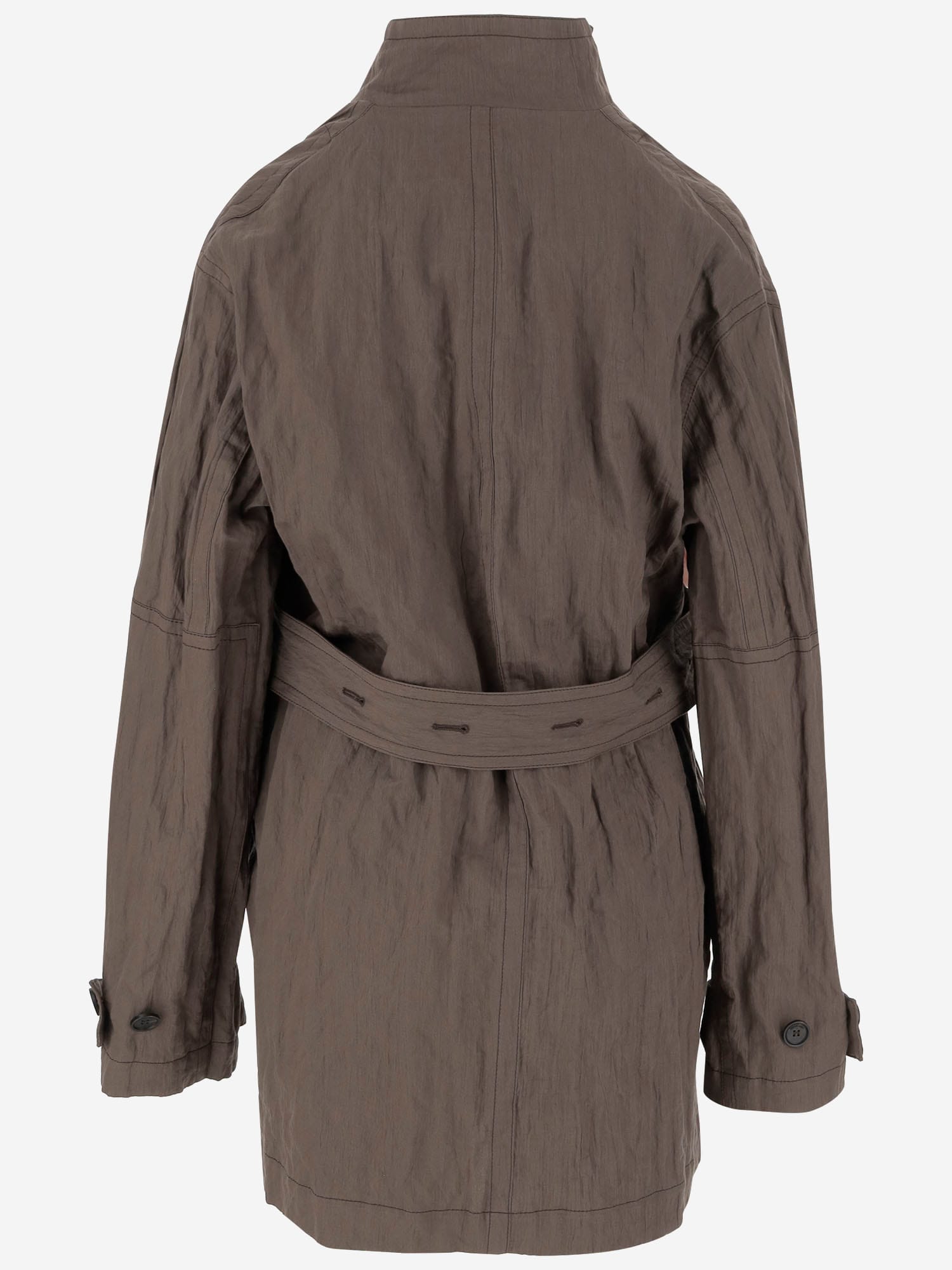 Shop Ferragamo Cotton Ruched Effect Jacket In Brown