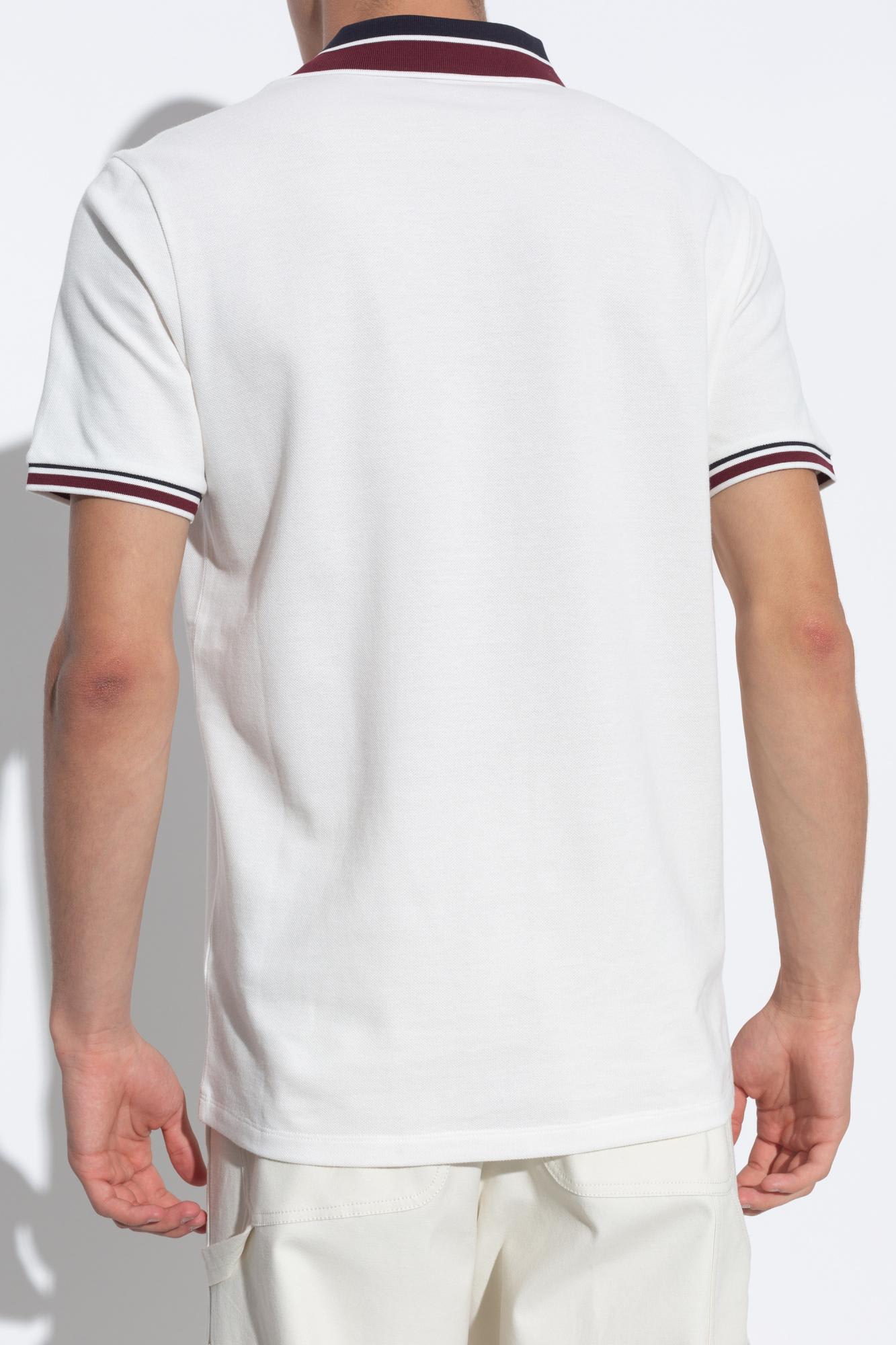 Shop Moncler Cotton Polo With Logo In White