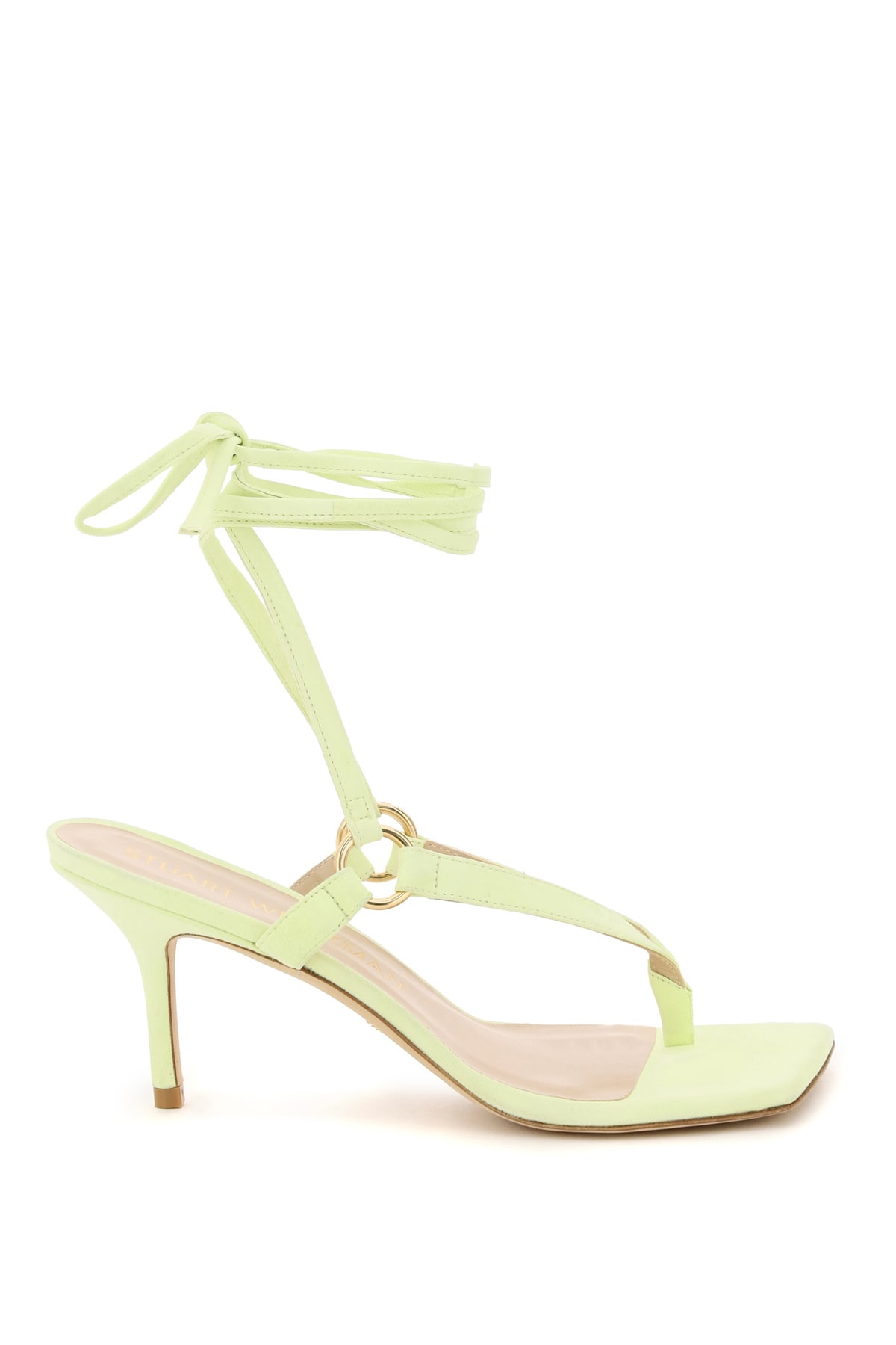 Stuart Weitzman 75mm Lalita Suede Thong Sandals In Electric Lime Sj9 (yellow)