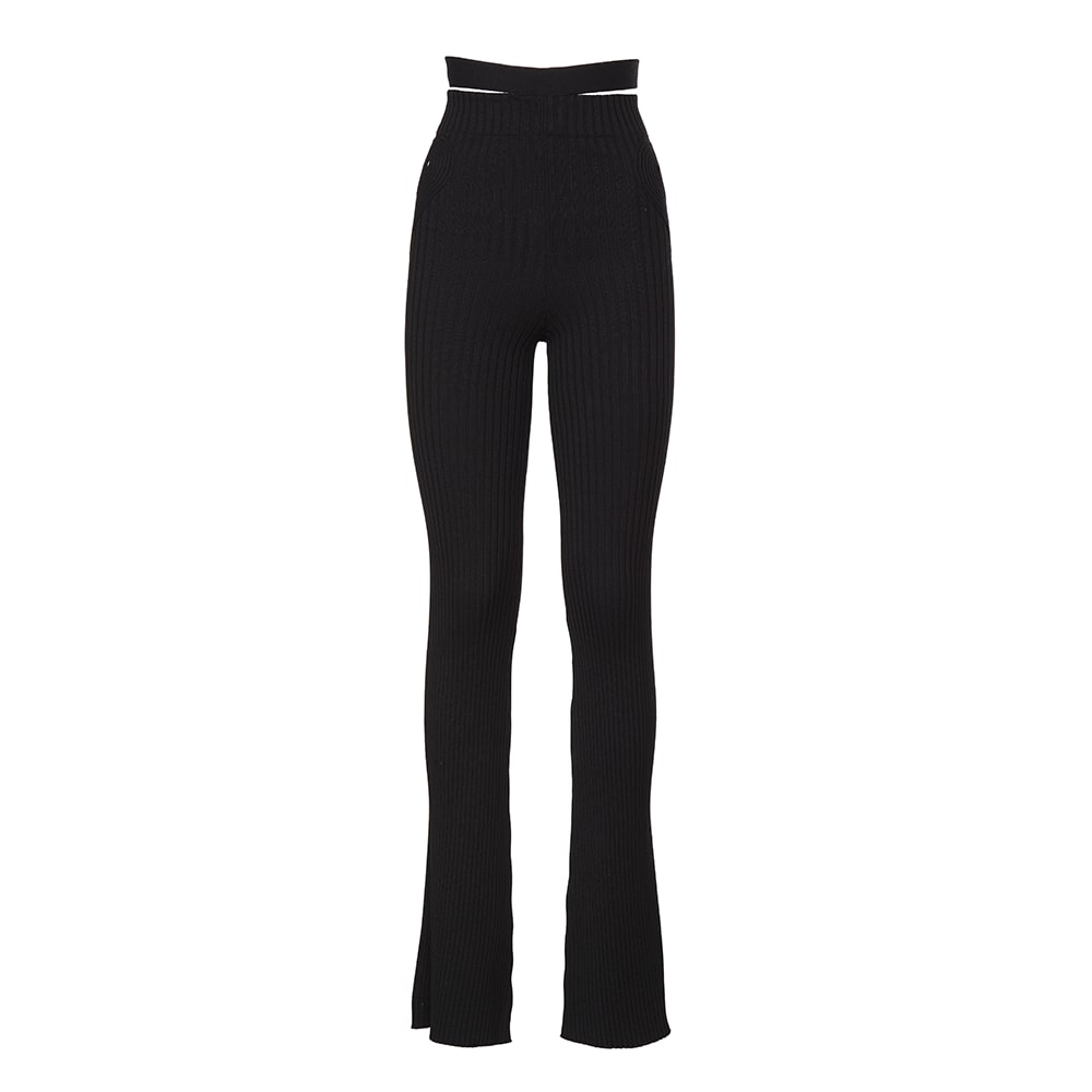 ANDREADAMO Ribbed-knit Flair Pants With Cut-out