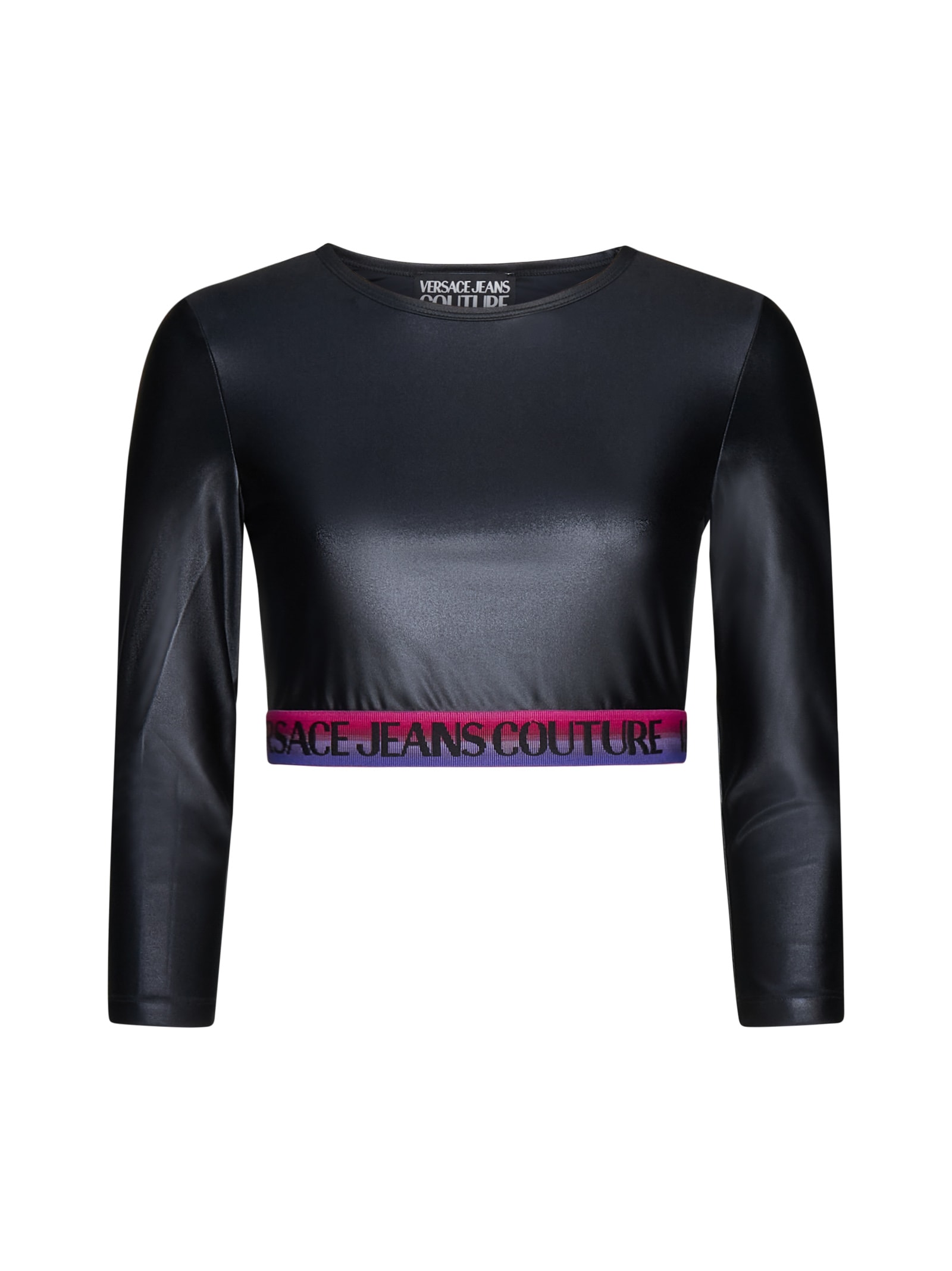 Shop Versace Jeans Couture T-shirt Lycra Shiny In Black