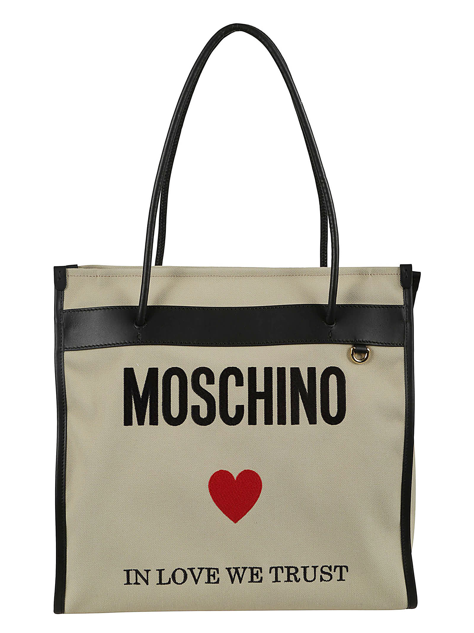 Shop Moschino In Love We Trust Shopper Bag In Beige