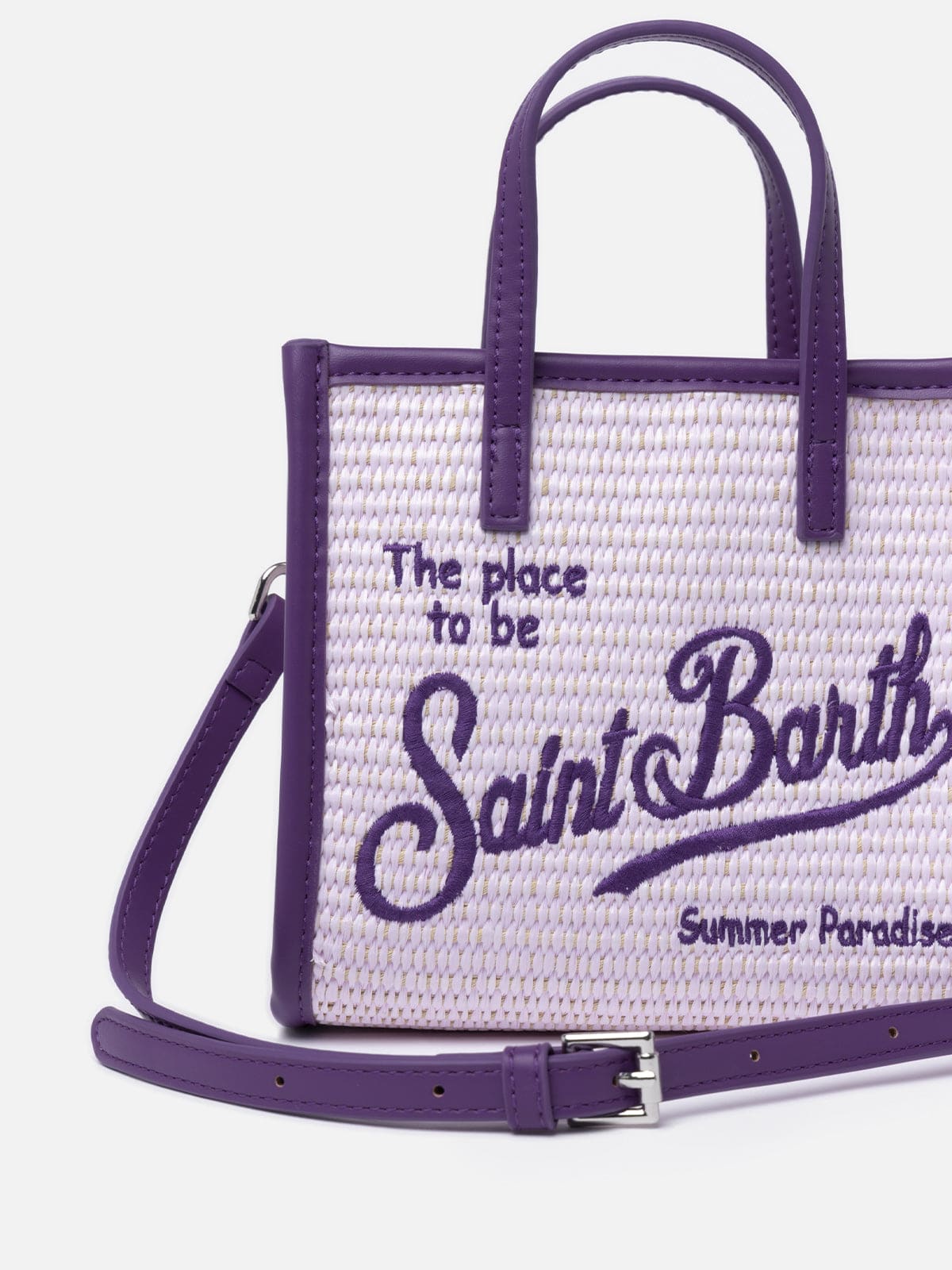 Mc2 Saint Barth Lilac Mini Vivian Straw Handbag In Pink