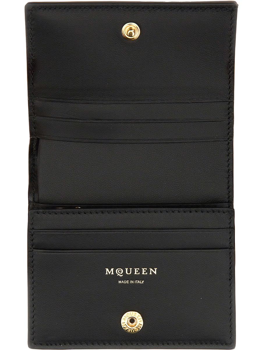 Alexander Mcqueen Logo Snap Button Cardholder Slots In Black