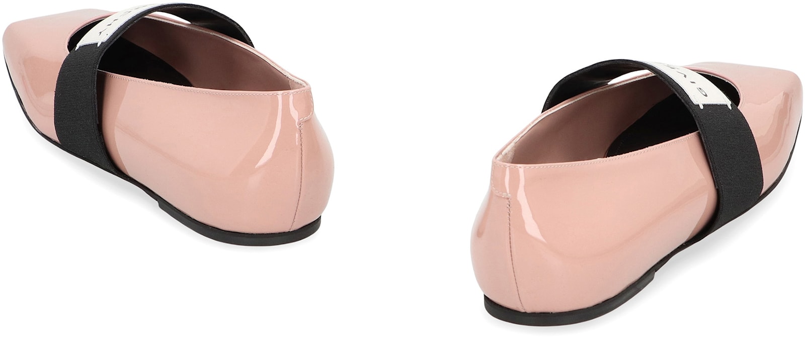Givenchy Sliced Square Label Patent Leather Ballerina Flats In Pink