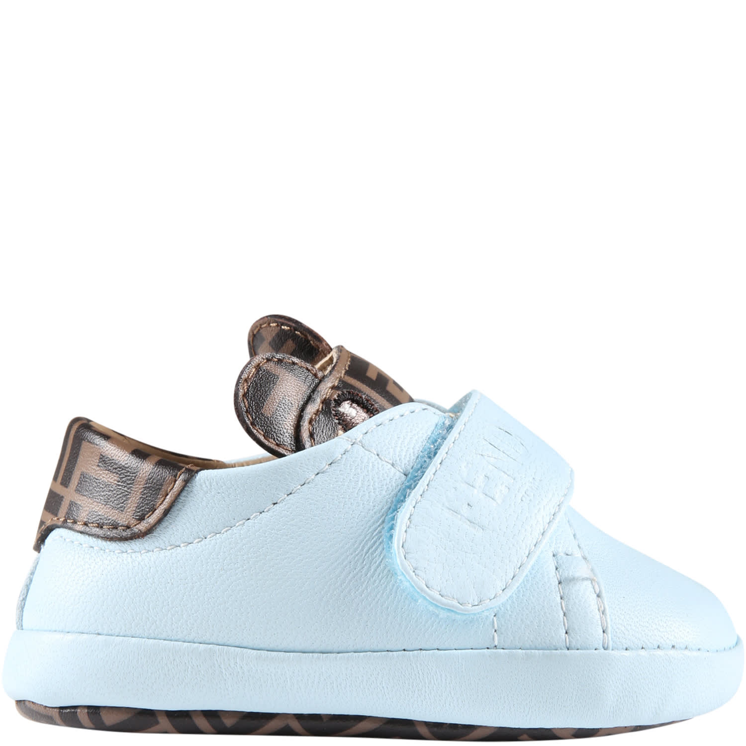 Fendi Light-blue Sneakers For Baby Boy With Bear And Ff