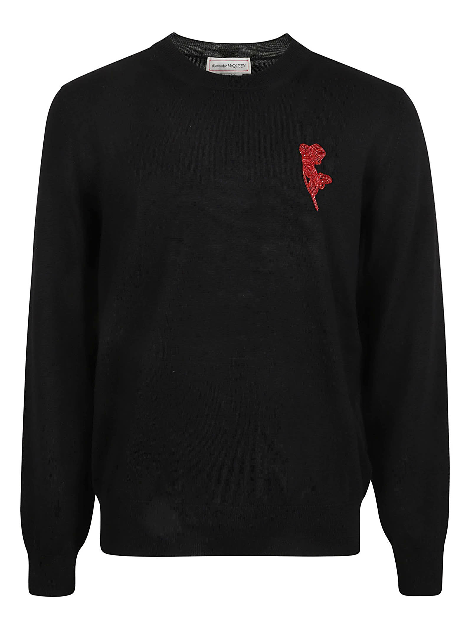 ALEXANDER MCQUEEN EMBROIDERED RIB KNIT SWEATER