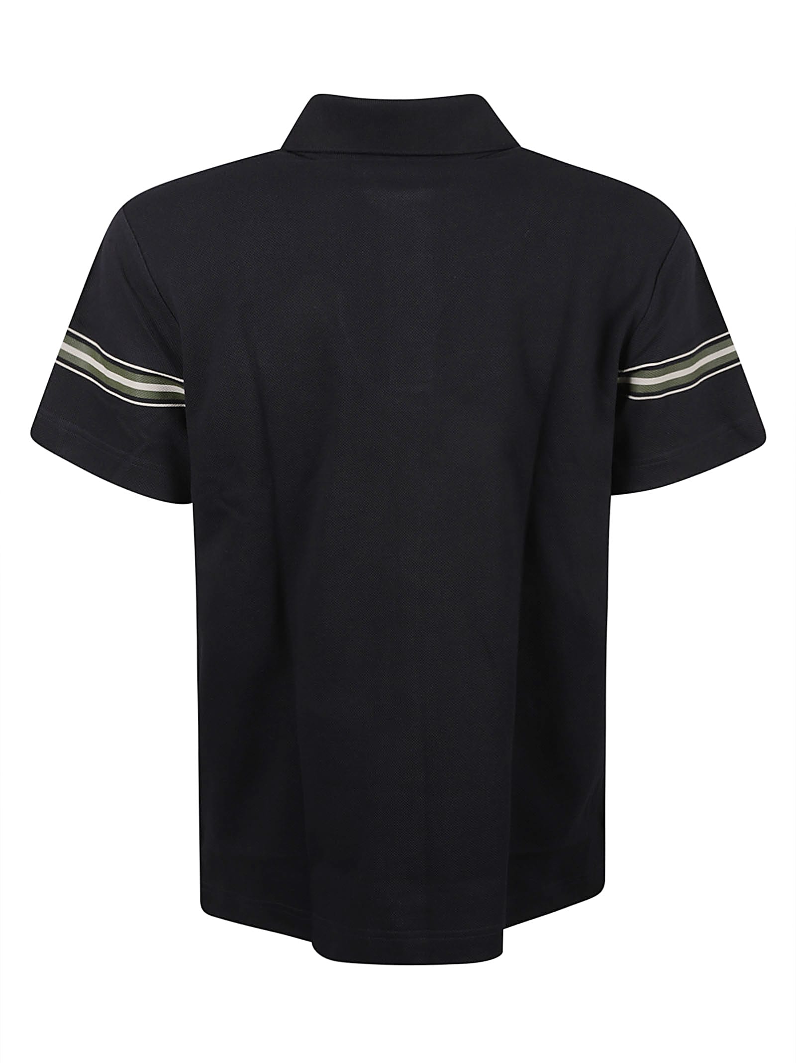 Burberry Ekd Embroidery Cotton Polo Shirt With Screen-printed Stripes In Black