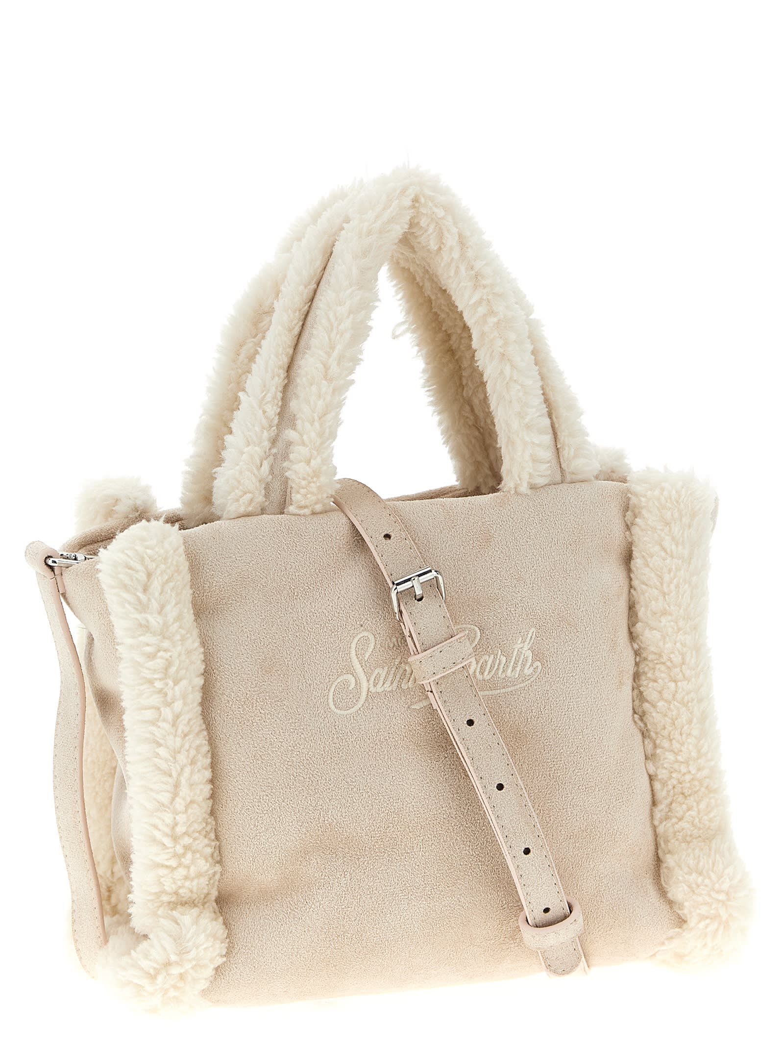 Mc2 Saint Barth Vanity Shearling Mini Handbag In Sand