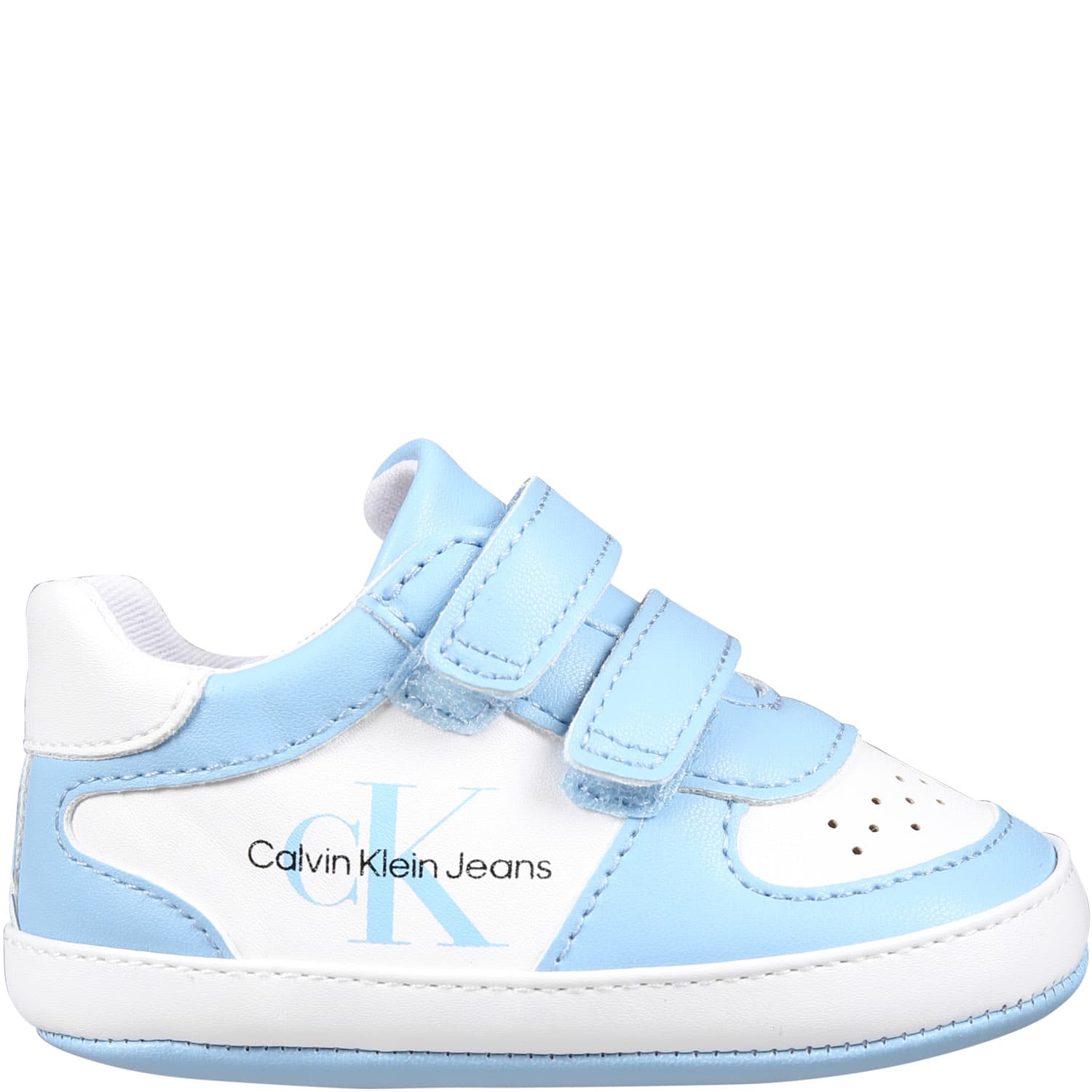 Shop Calvin Klein Light Blue Sneakers For Baby Boy With Logo