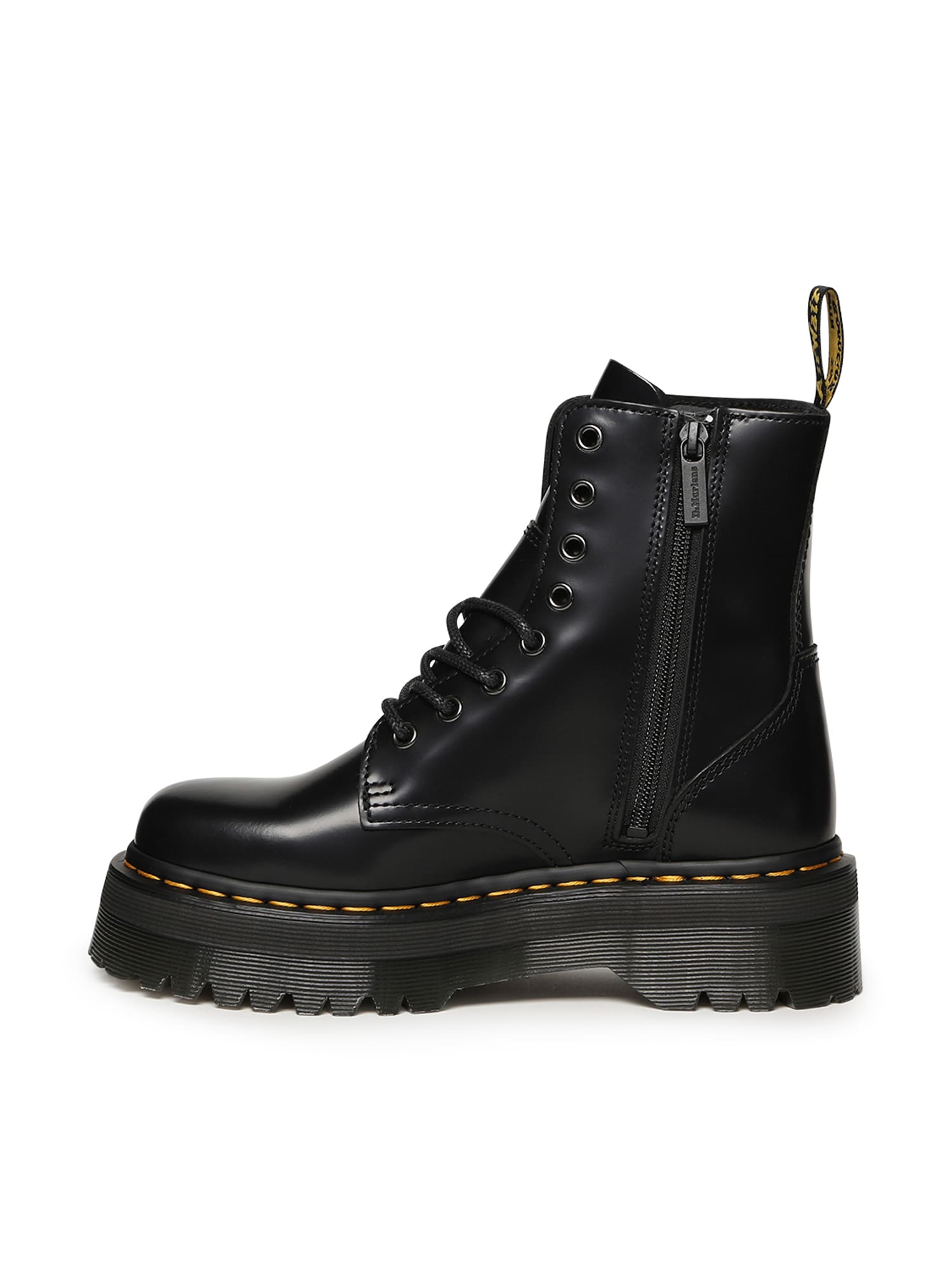 Dr. Martens Smooth Leather Platform Boots With Side Zip Closure In Black