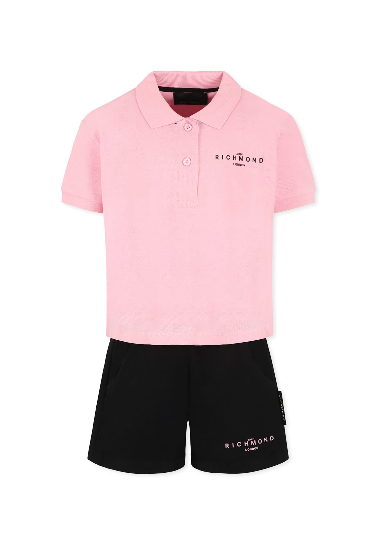 Richmond Pink Suit For Girl With Logo In Pink