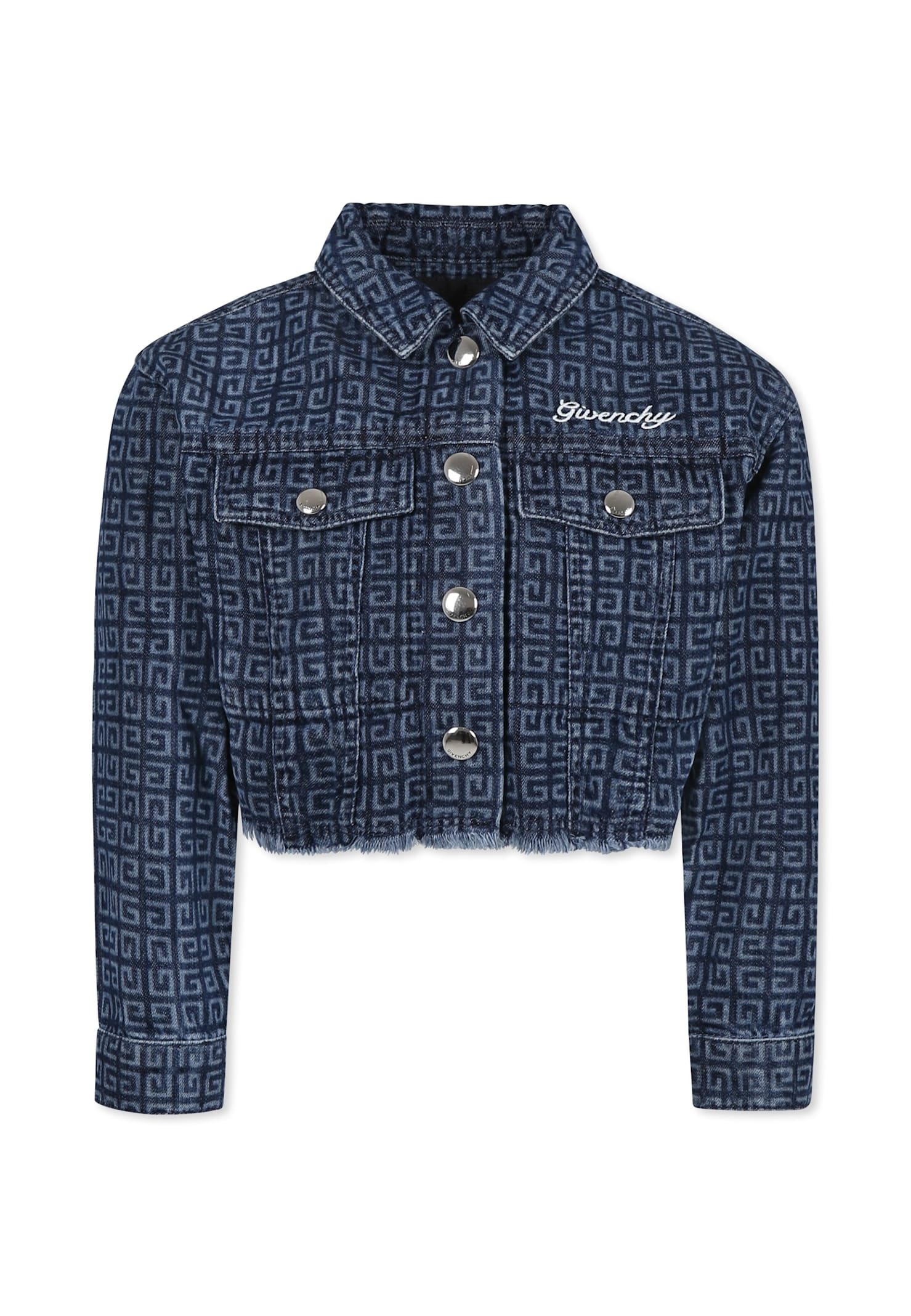 Givenchy Monogram Brand-embroidery Denim Jacket 10- In Denim