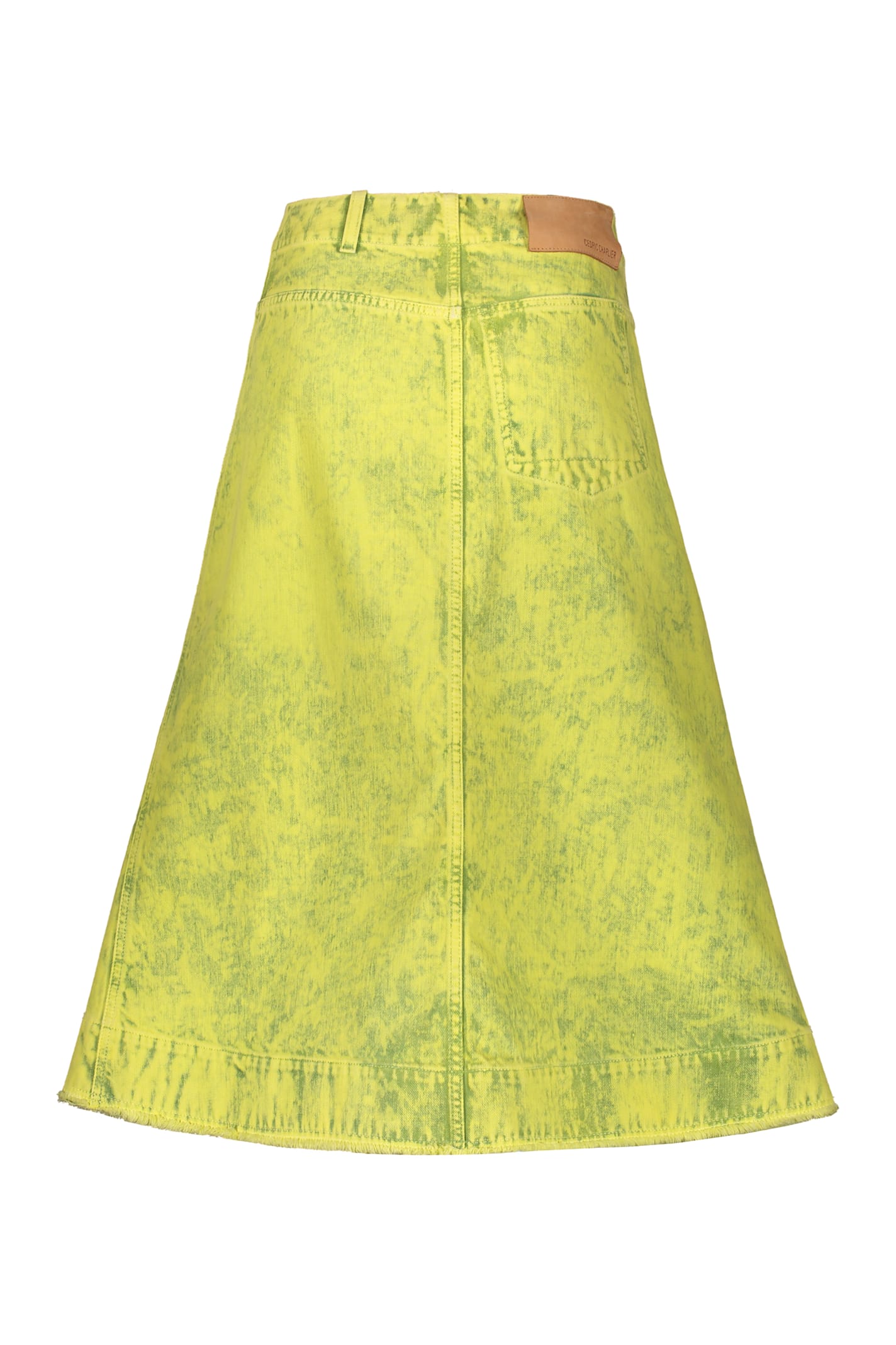 Shop Cedric Charlier Cotton Midi Skirt In Yellow