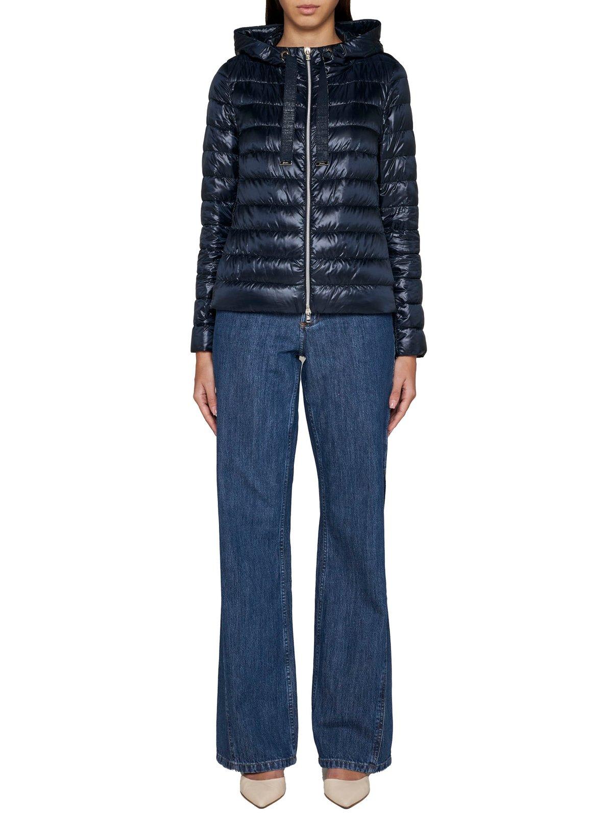 Shop Herno Quilted Hooded Coat In Blue