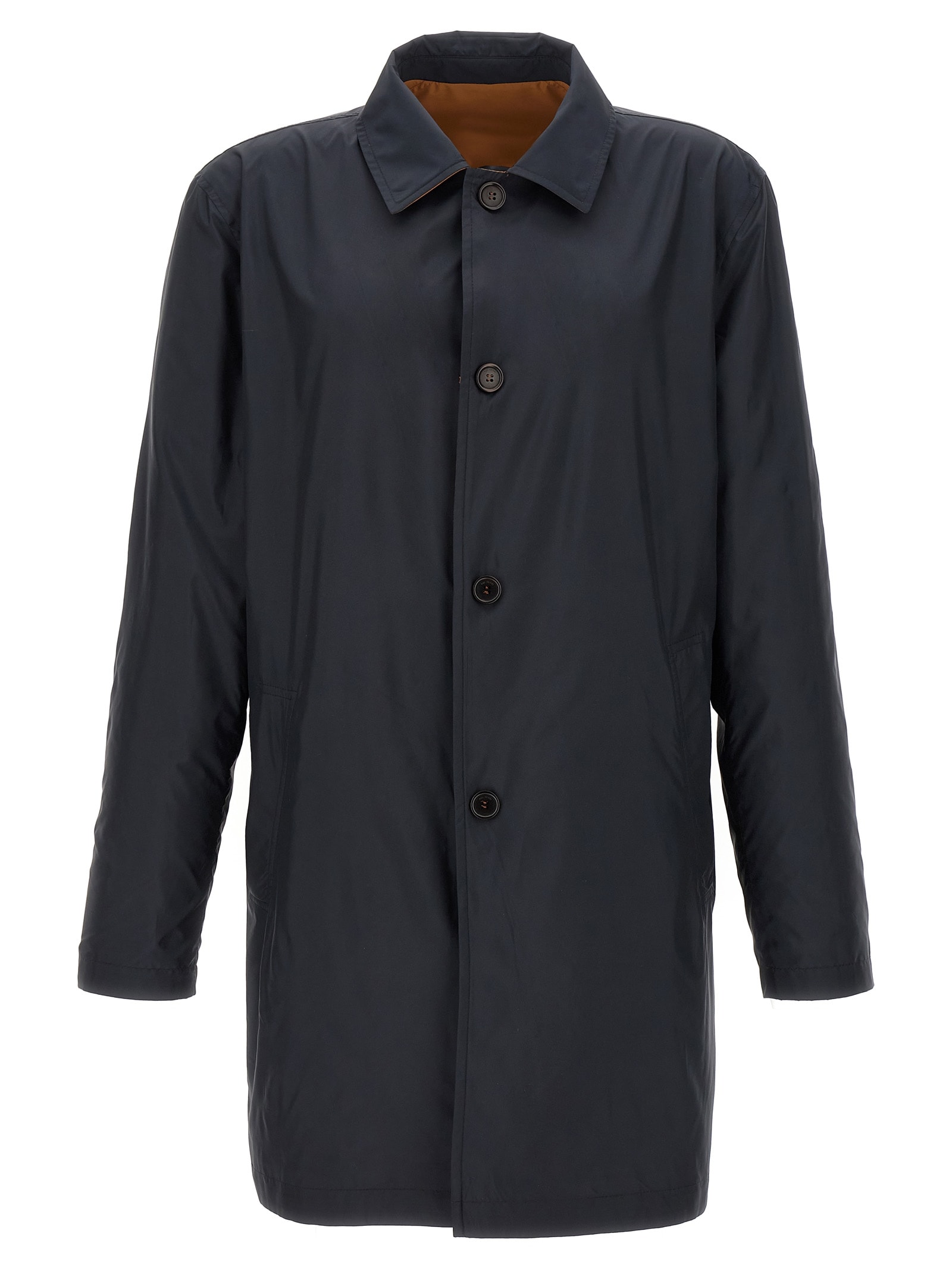 Pal Zileri Reversible Car Coat Front Pockets Long Sleeves In Multicolor