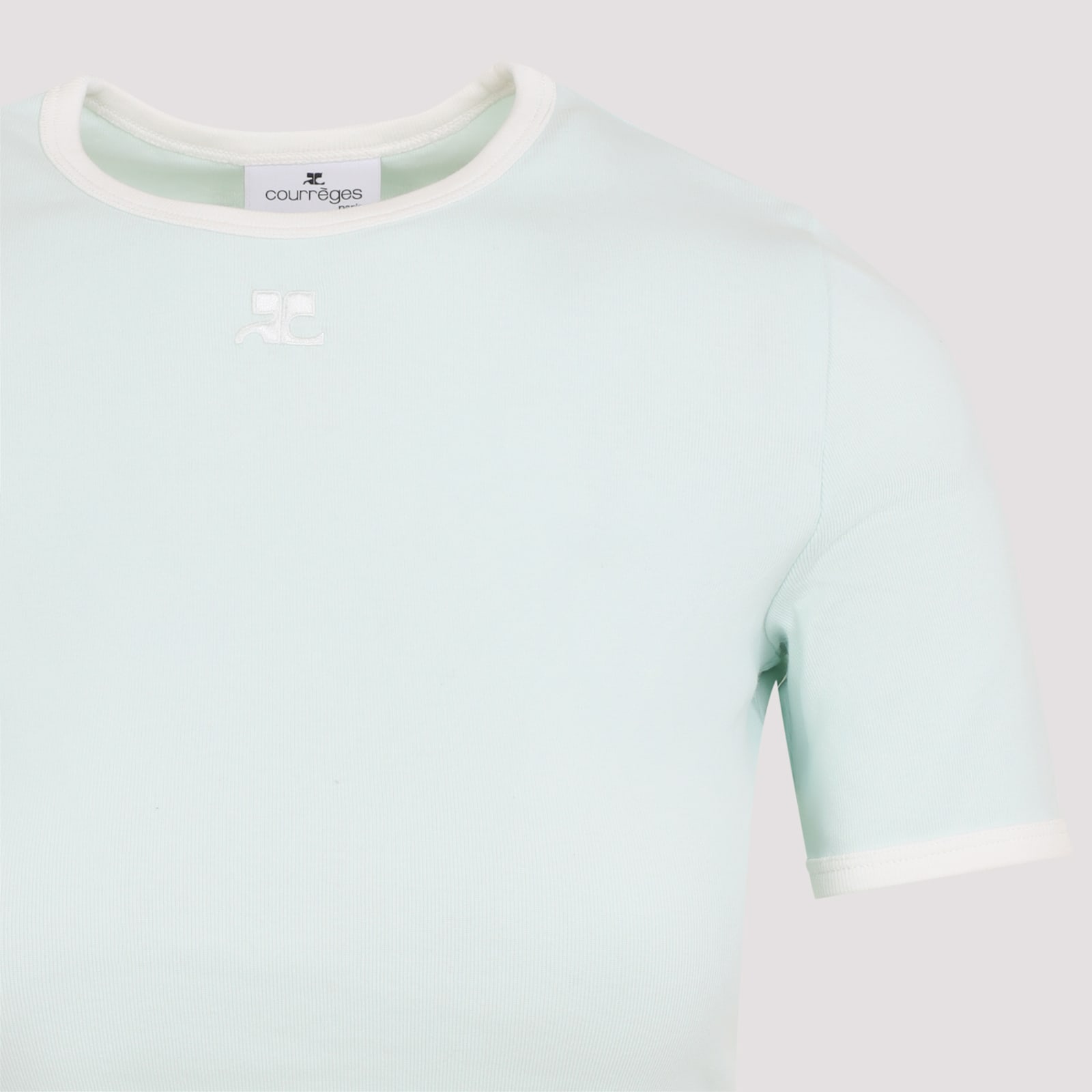 Courrèges Short Sleeve Crew Neck T-shirt Design In Green