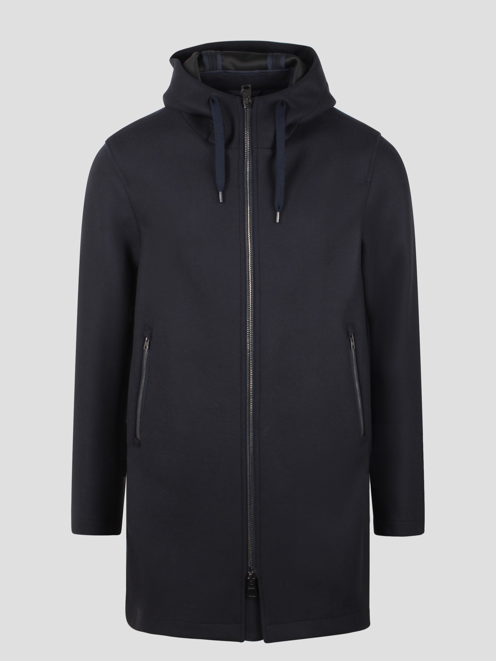 Shop Herno Wool Twill Stretch Parka In Blue