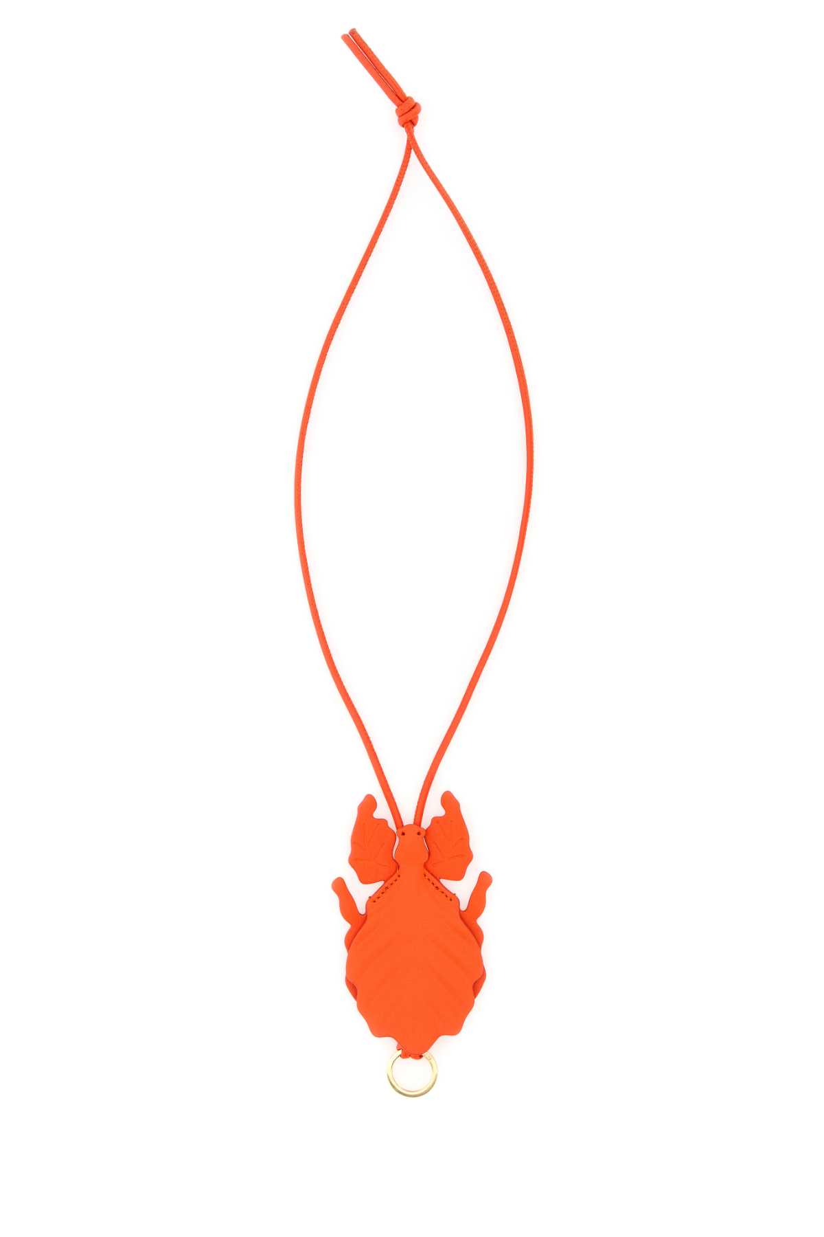 Shop Loewe Dark Orange Leather Leaf Insect Keyring In Vividorange