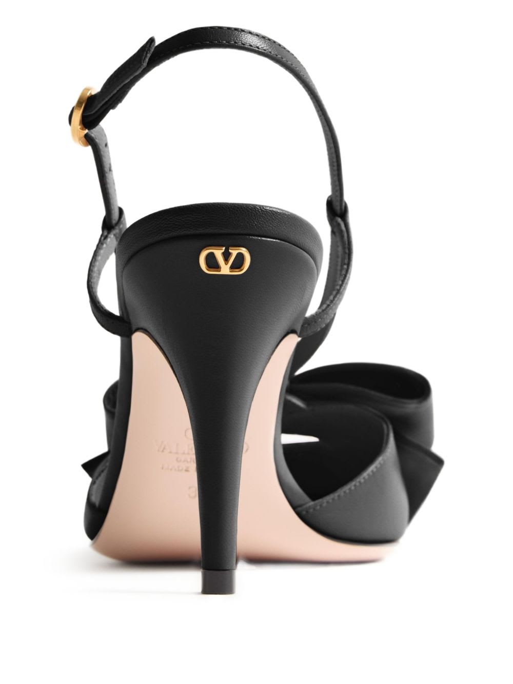 Valentino Bowow Leather Slingback Pumps In Black