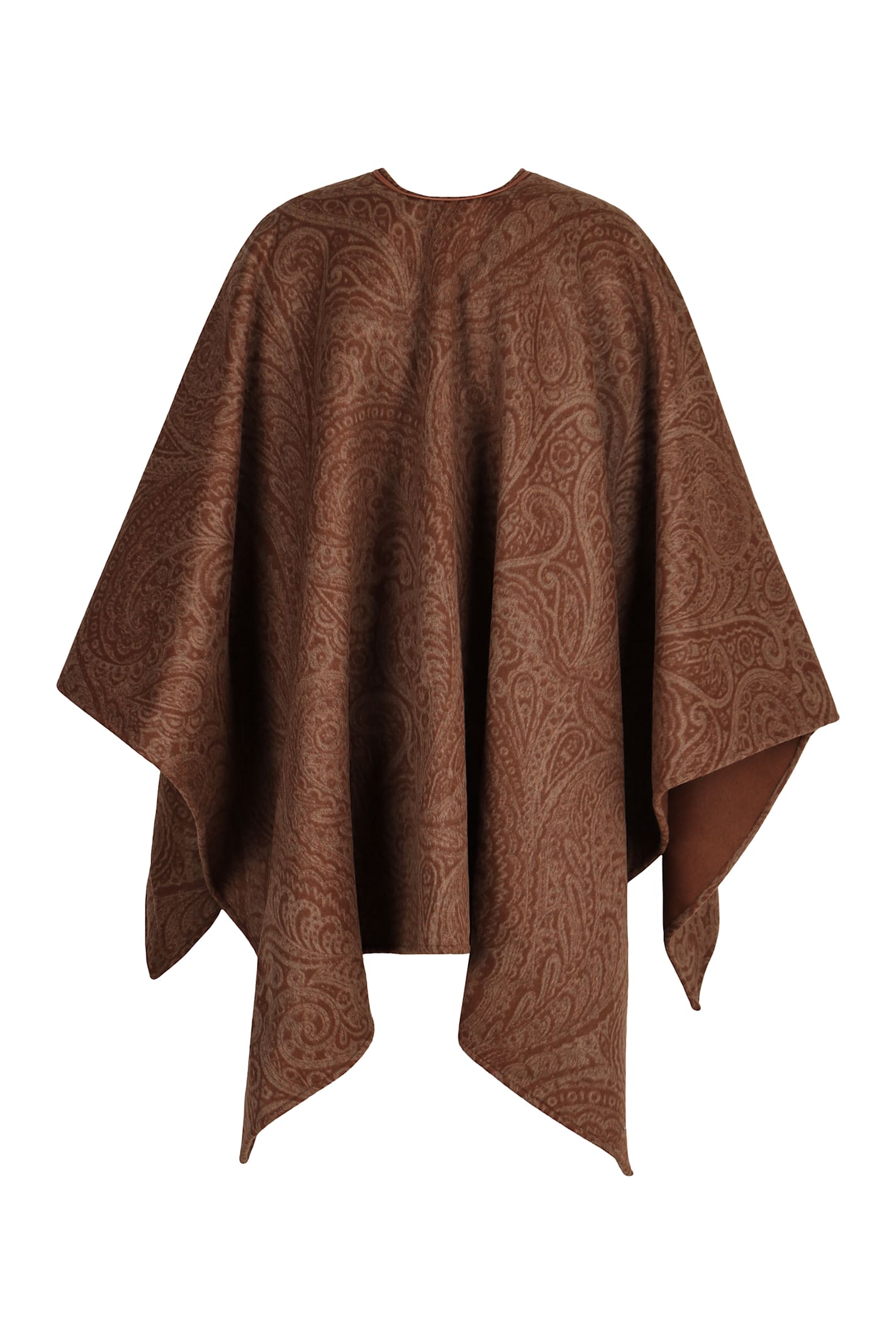 Etro Wool And Cashmere Jacquard Cloak In Brown