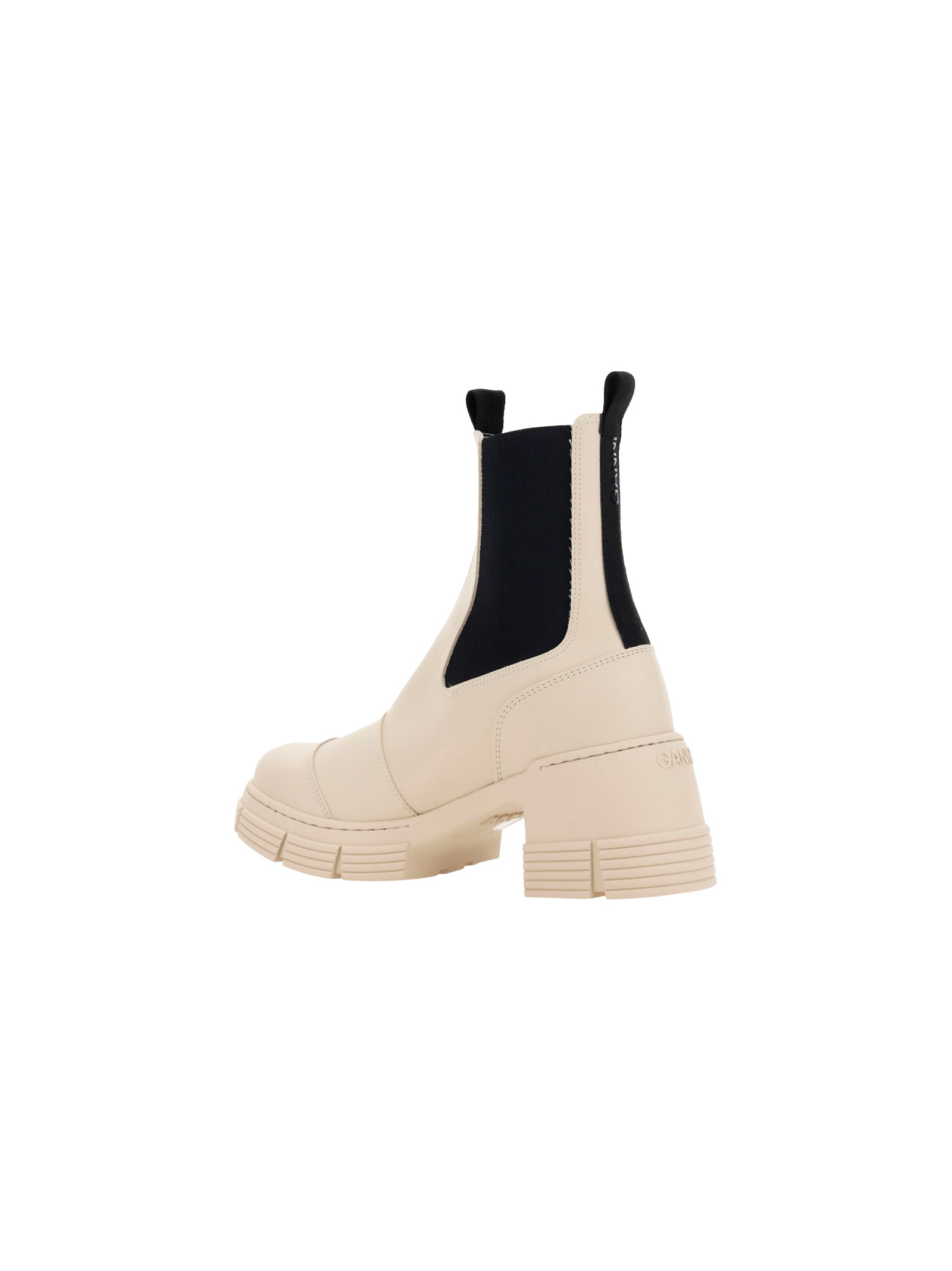 Ganni Rubbed Heeled City Boot In Yellow Cream