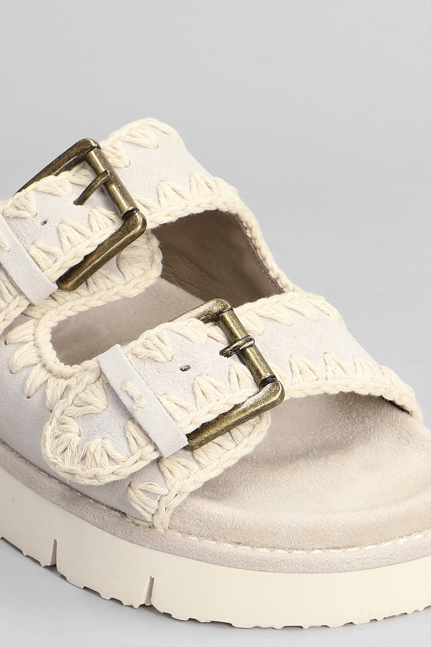 Shop Mou New Bio Flats In Grey Suede