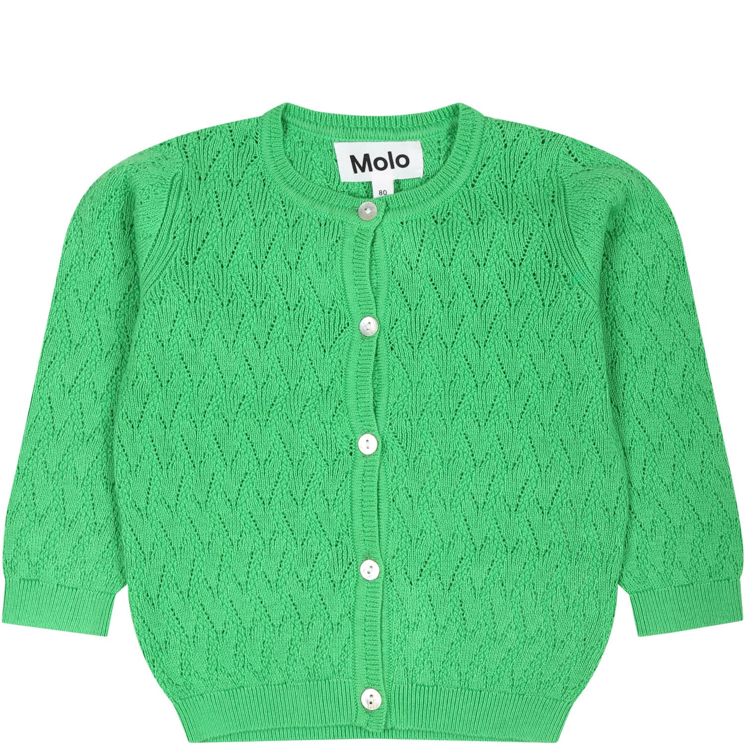 Molo Green Cardigan For Baby Girl