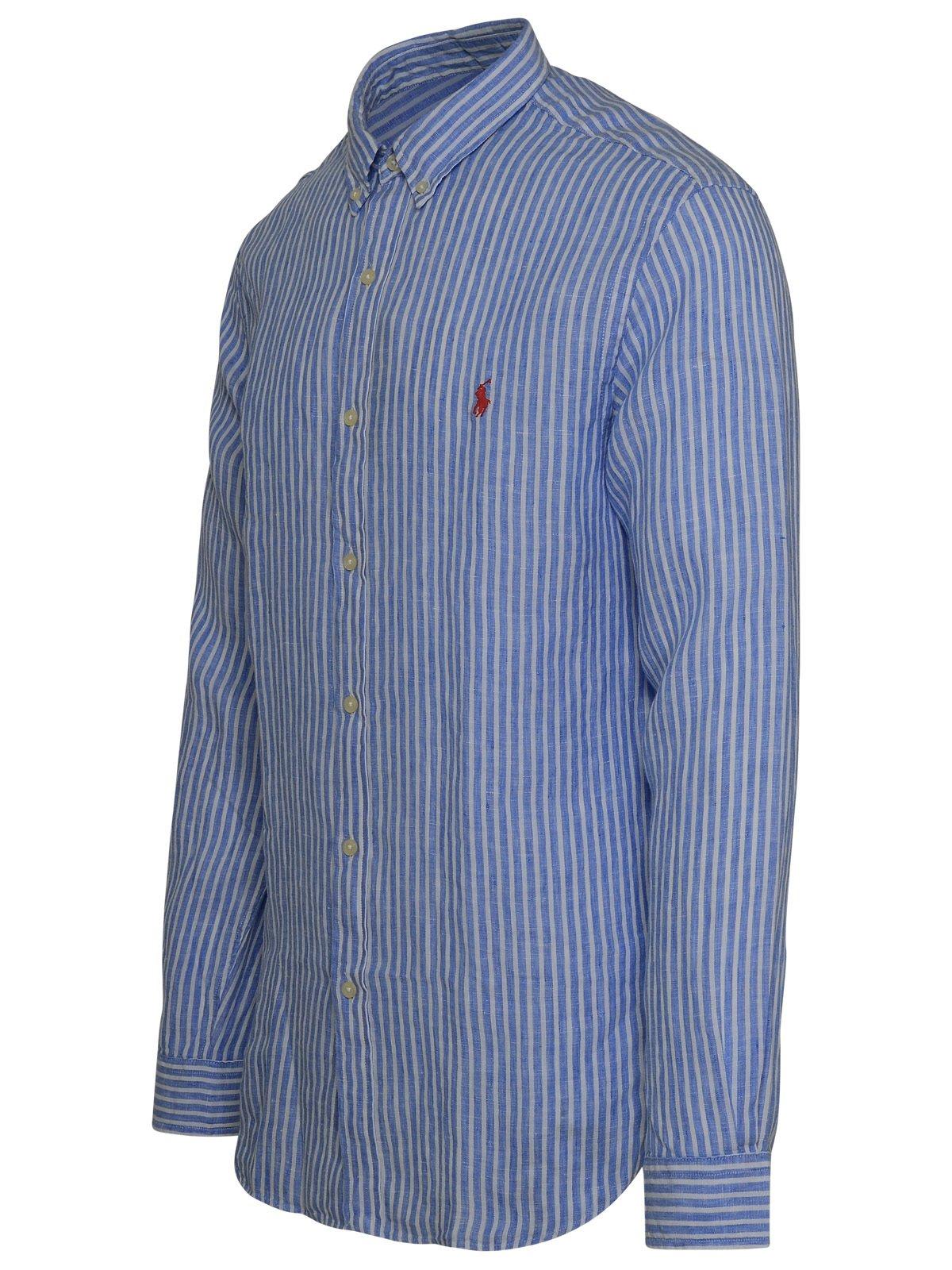 Shop Polo Ralph Lauren Pony Striped Long-sleeved Shirt In A Blue/white