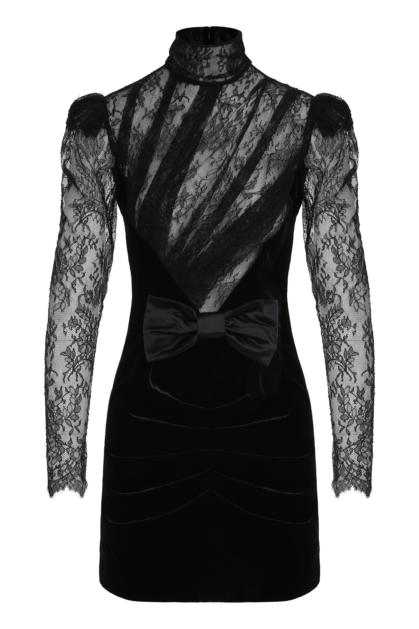 Alessandra Rich Velvet And Lace Mini Dress
