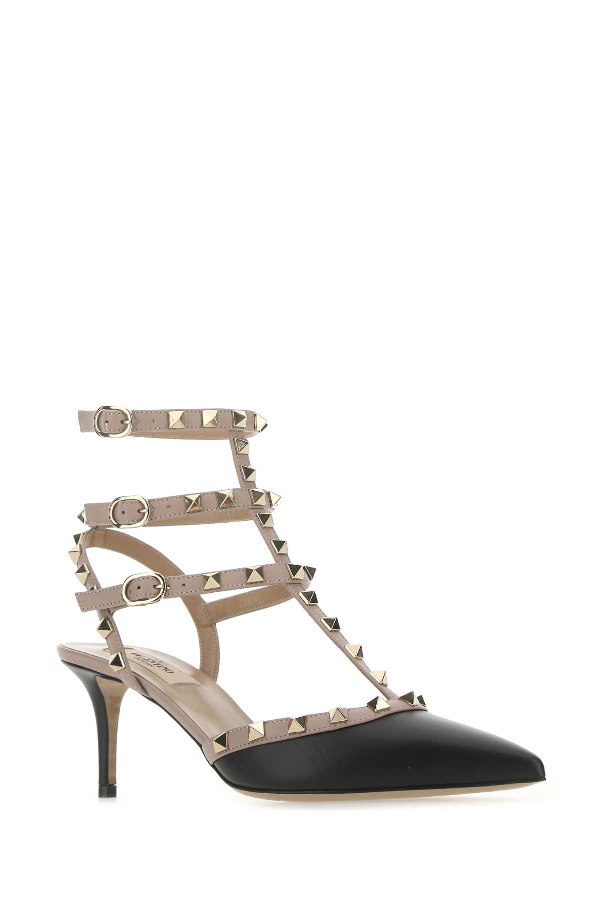 Shop Valentino Two-tone Leather Rockstud Pumps In Neropoudre