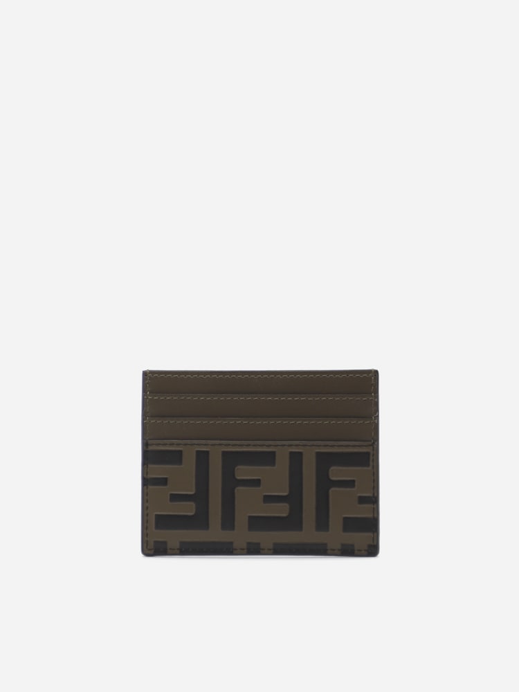 Fendi Leather Card Holder With Embossed Ff Motif