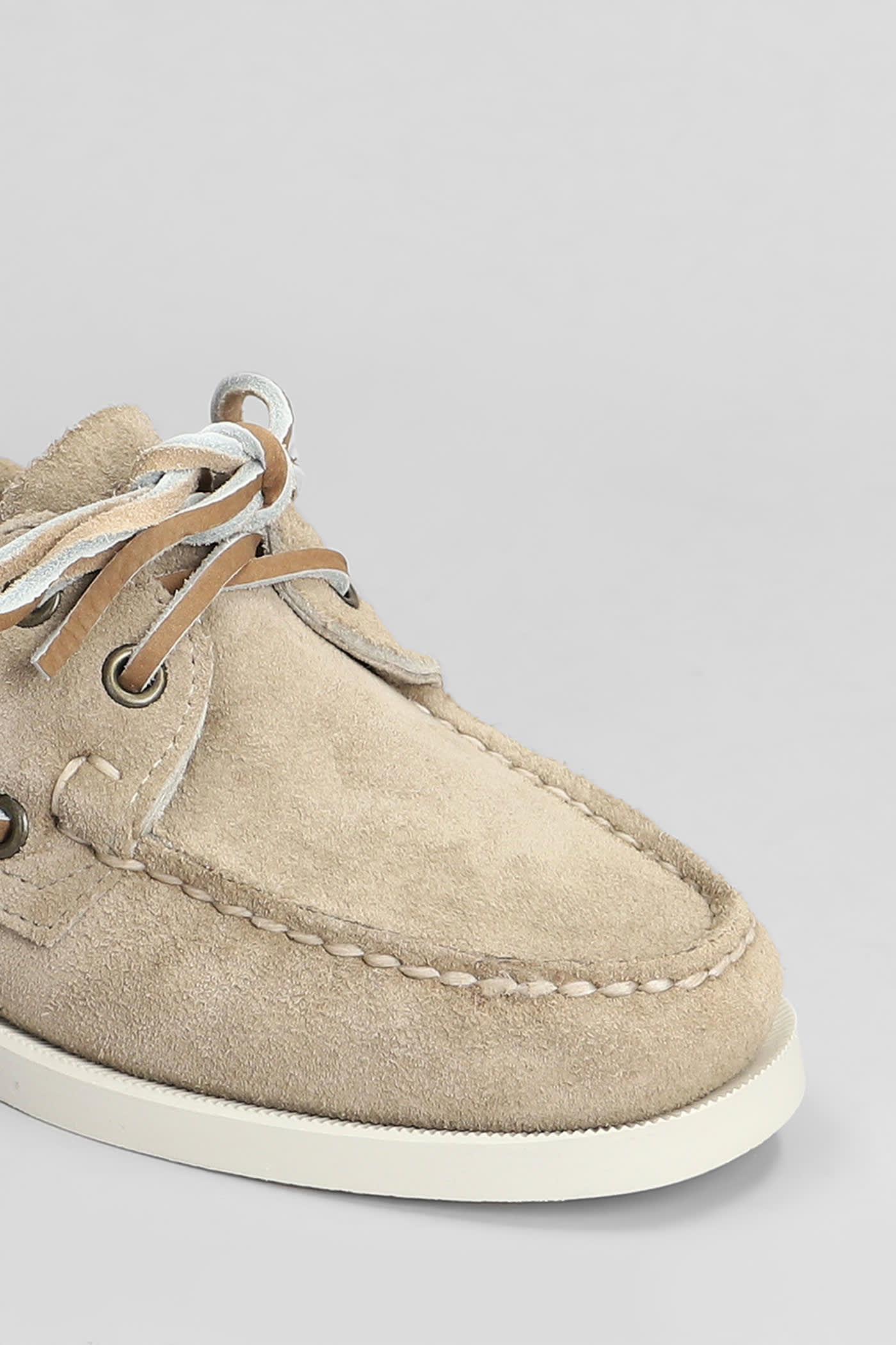 Sebago 'portland Dockside' Beige Loafers With Decorative Laces On The Sides And Contrasting Stitching