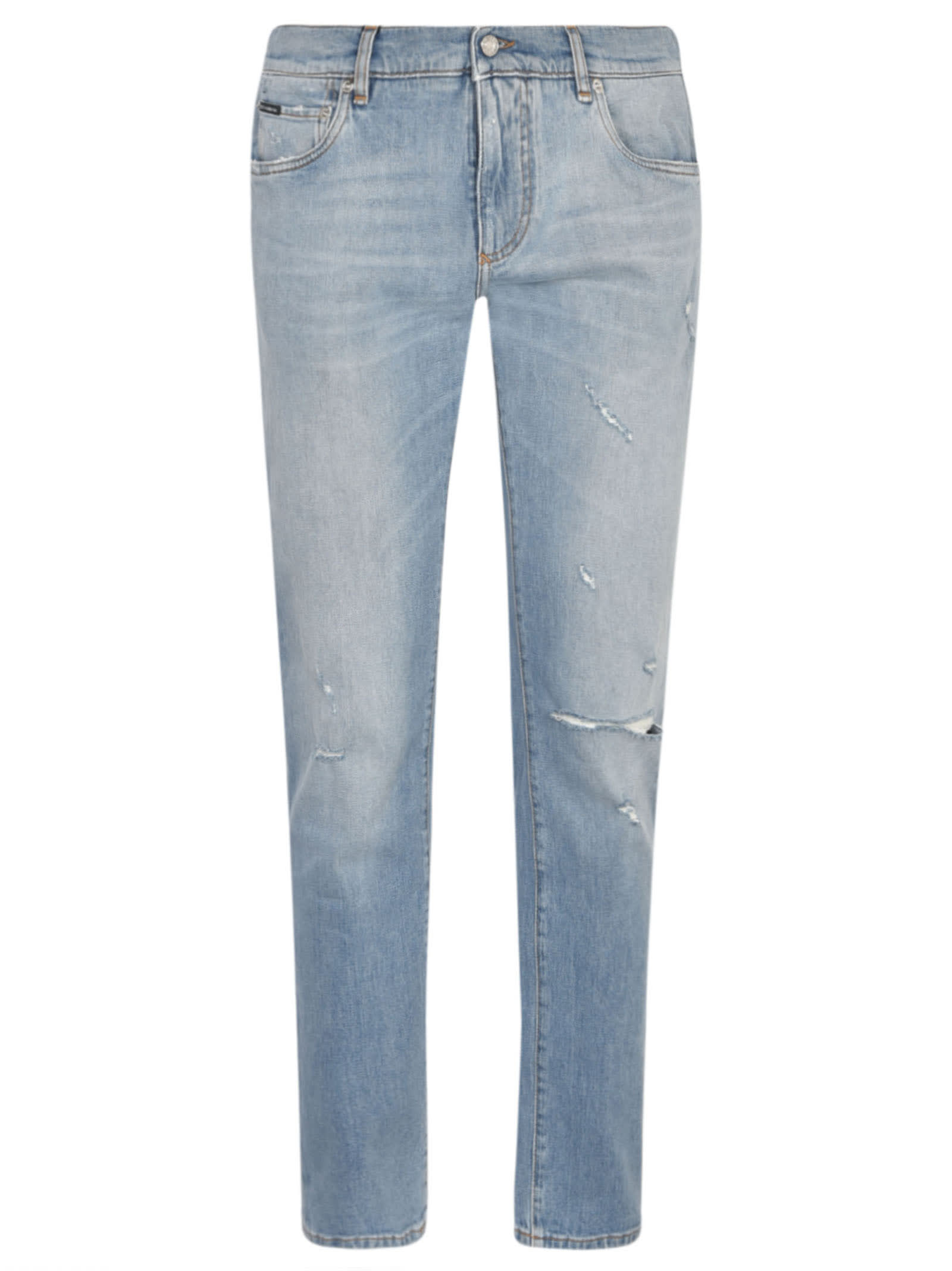 Shop Dolce & Gabbana Rip Detail Jeans In Variante Abbinata