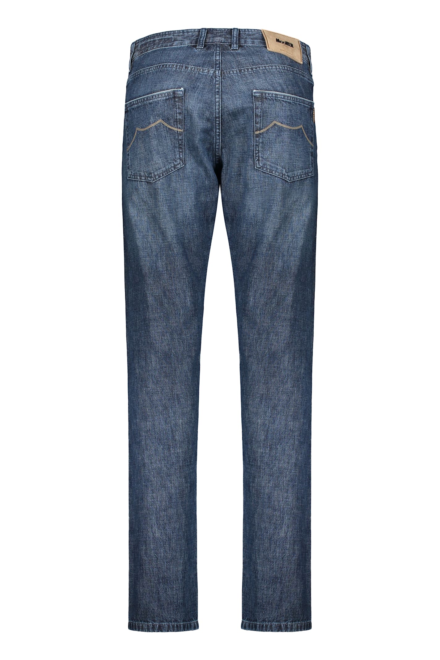 Moorer Dark Blue Jeans In High Quality Denim In Animal Print