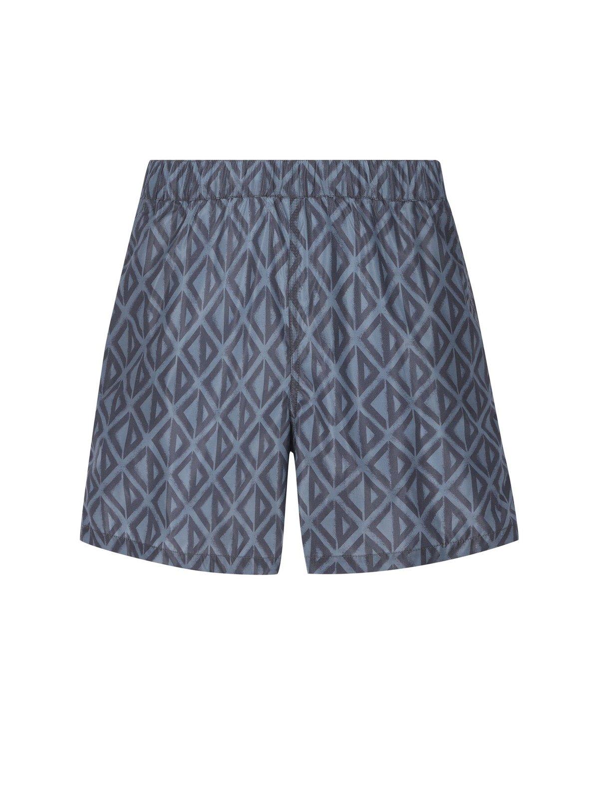 Shop Dior All-over Printed Mid-rise Swim Shorts
