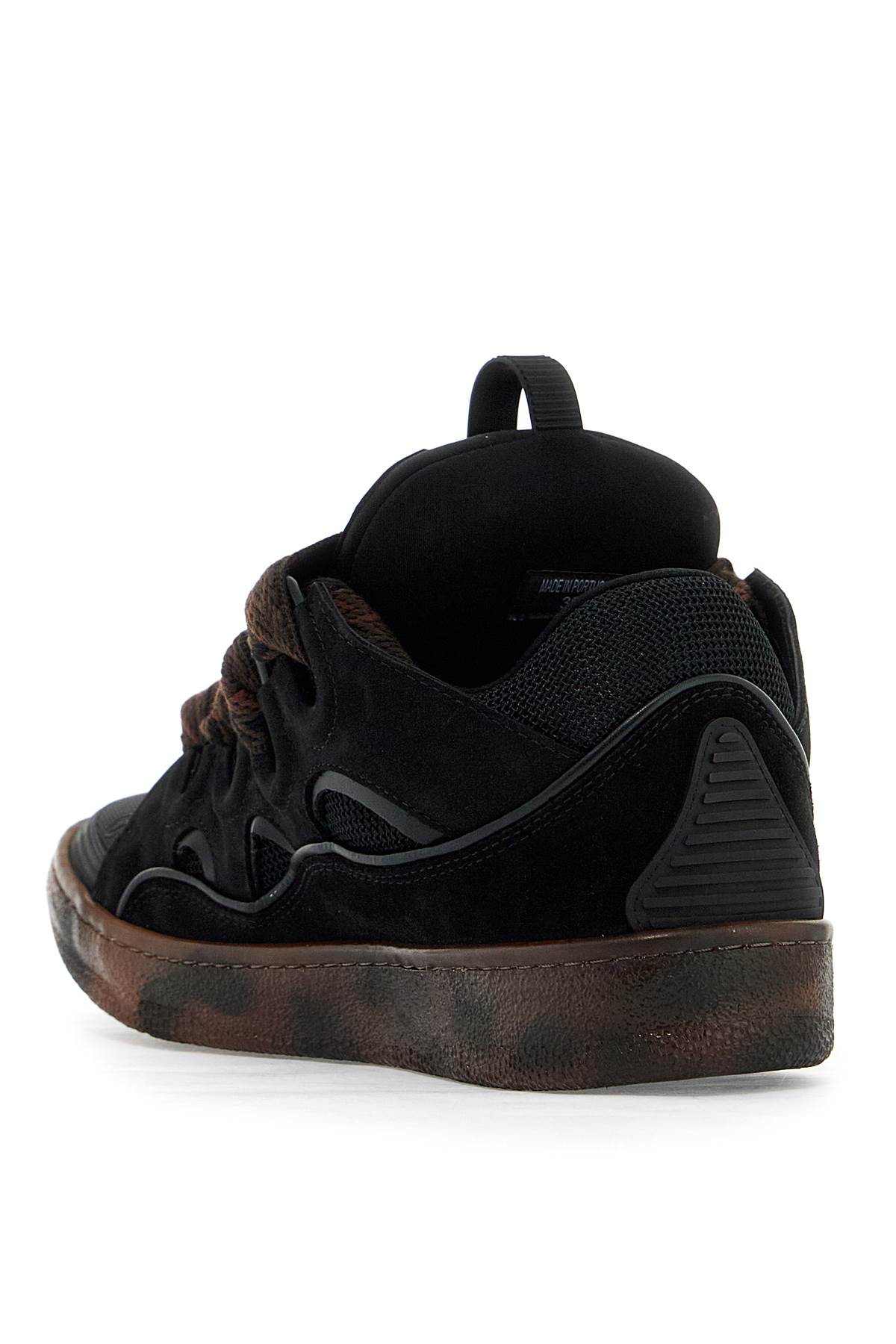 Shop Lanvin Curb Sneakers In Marron Foncé/marron (black)