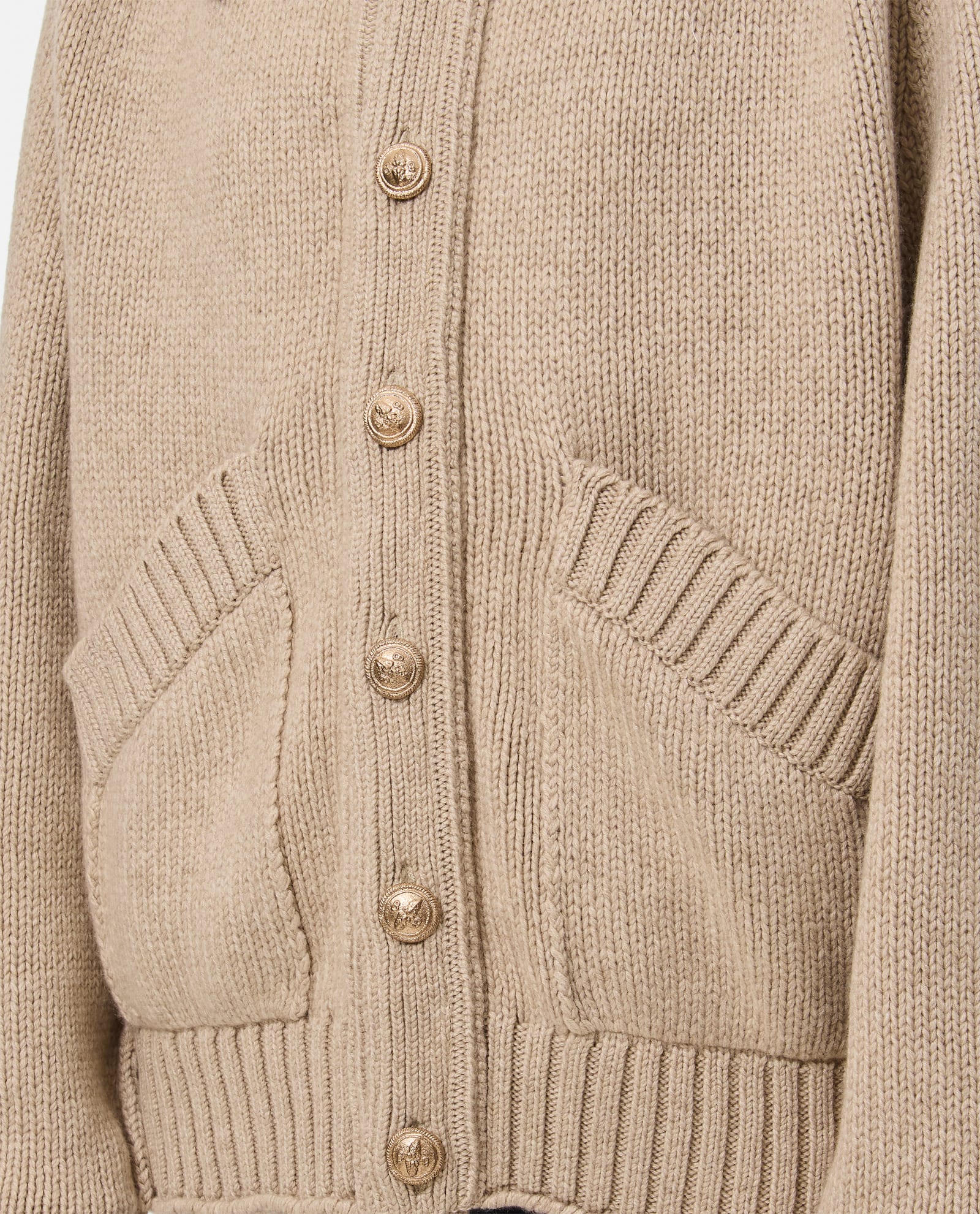 Shop Barrie Cashmere Collar Cardigan In Beige