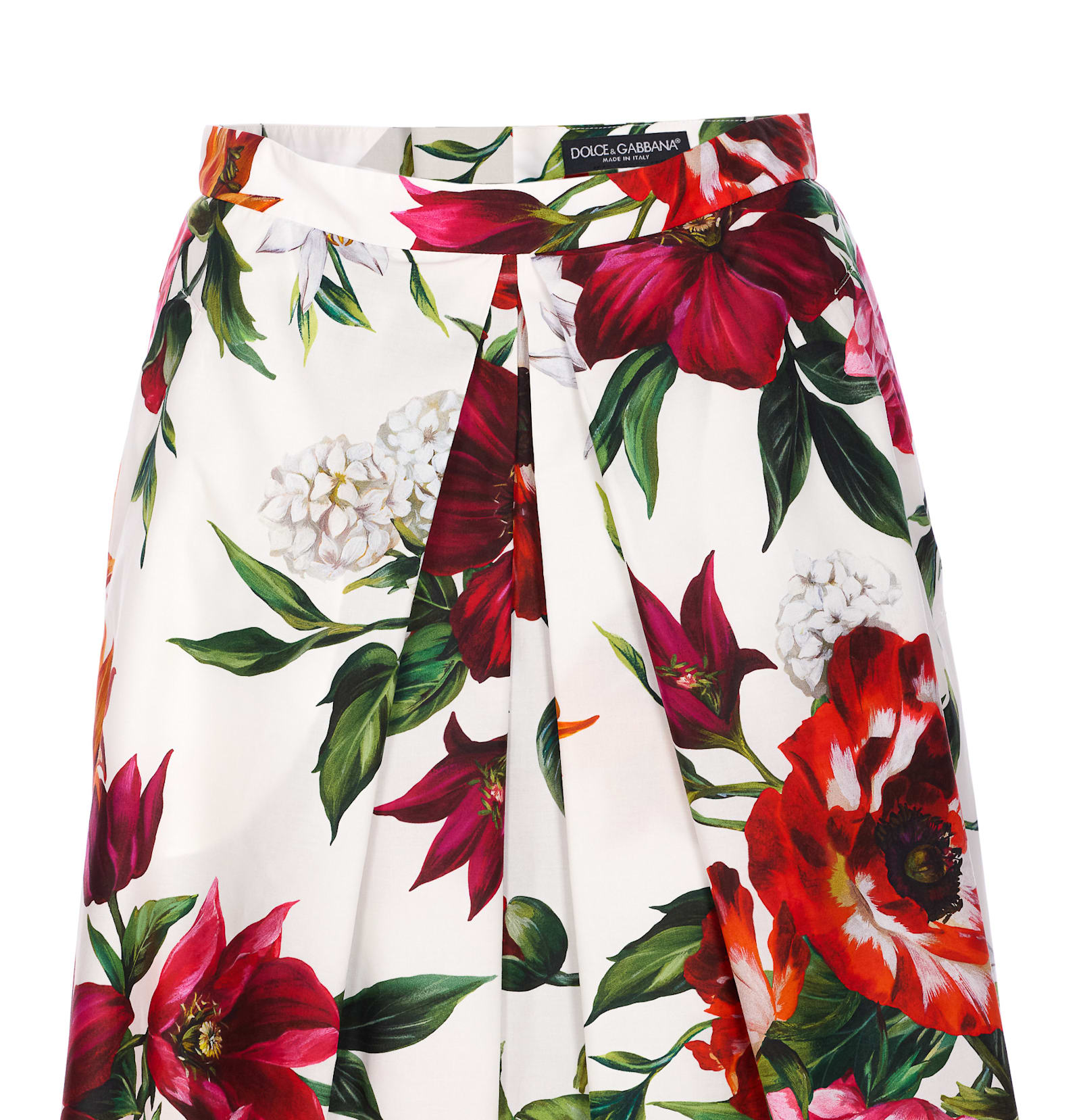 Dolce & Gabbana Flower-print Pleated Poplin Skirt In Multi