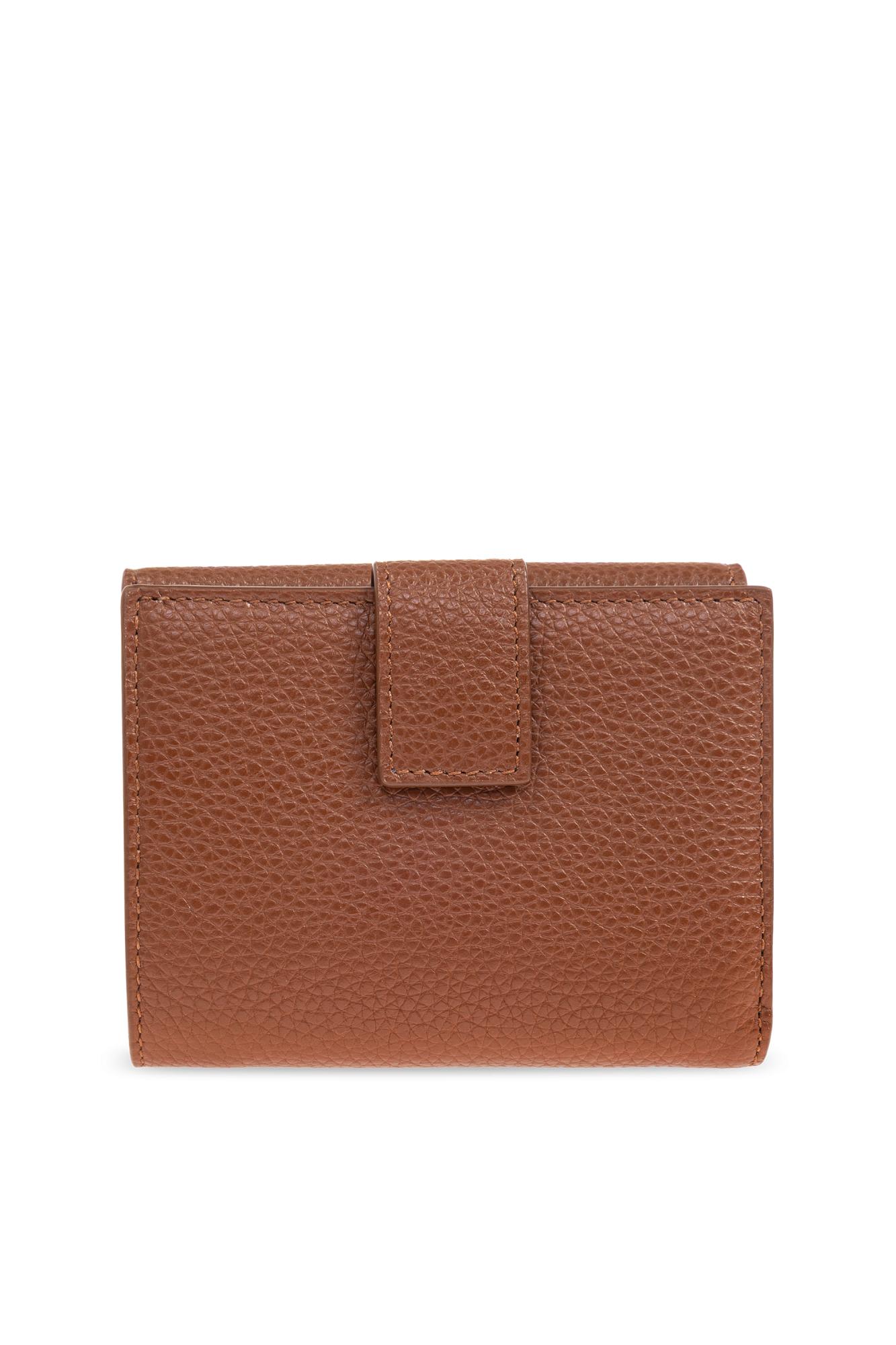 Ferragamo Leather Wallet With Logo In Brown