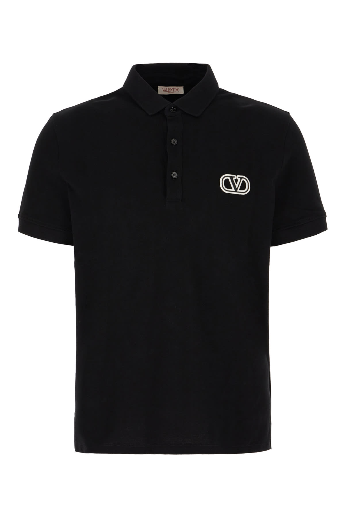 Shop Valentino Black Piquet Polo Shirt In Nero