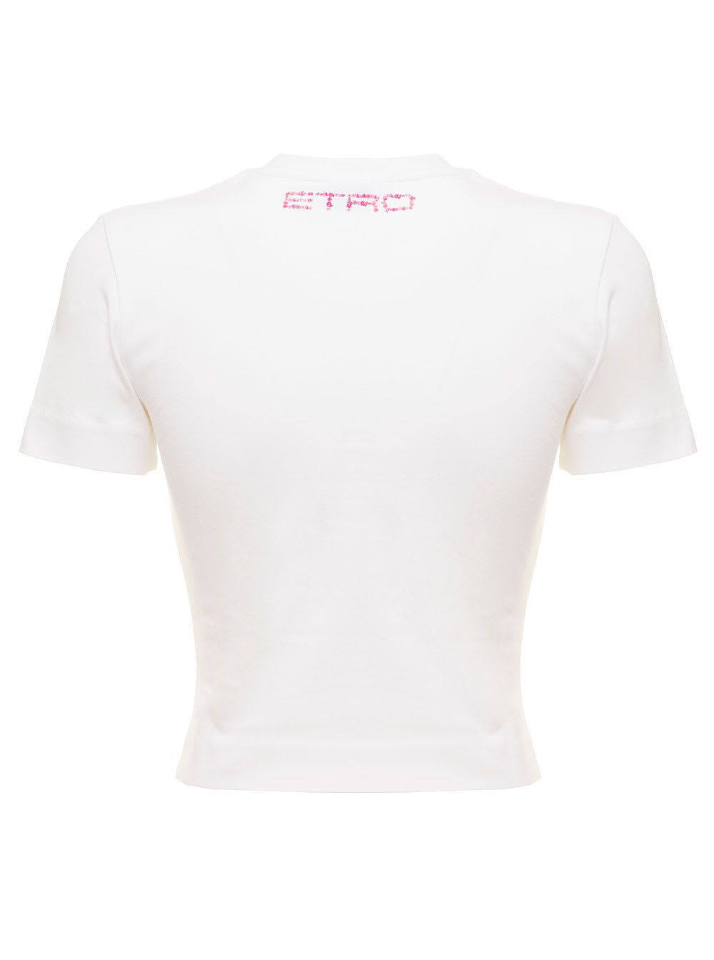 Cropped White Cottont-shirt With Mandala Print Etro Woman