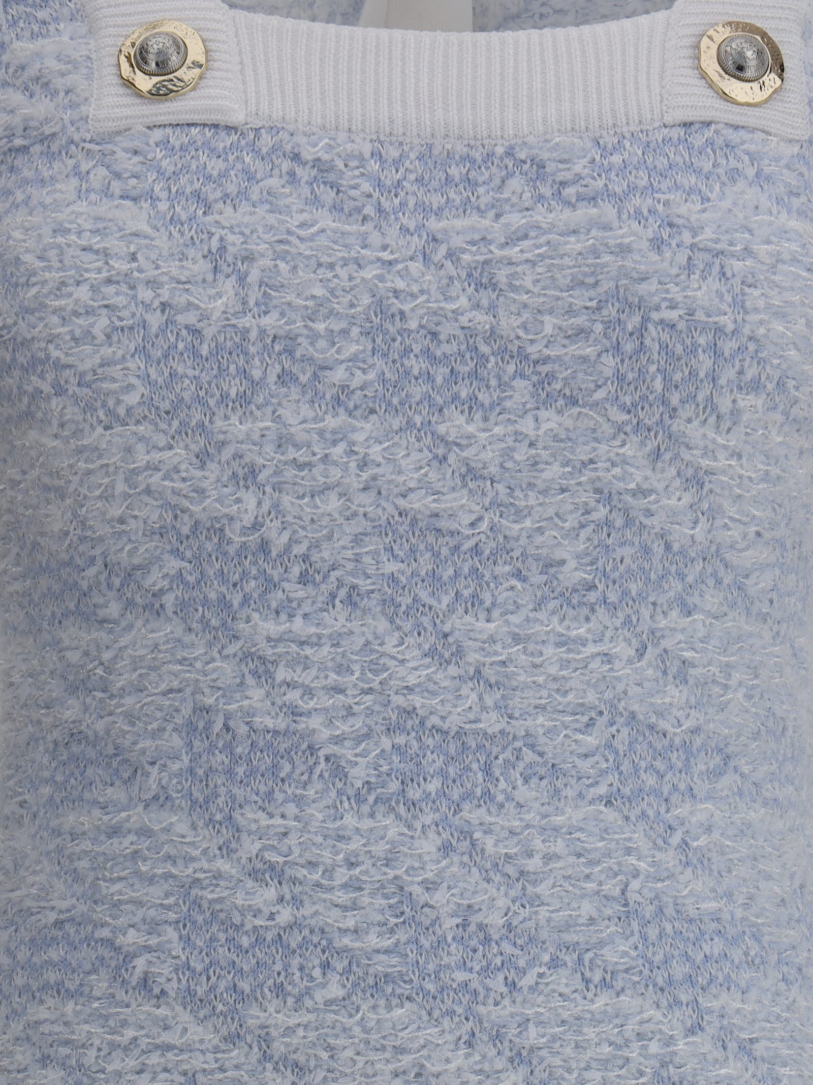 Balmain Tweed Mini Dress With Lurex Thread In Blue