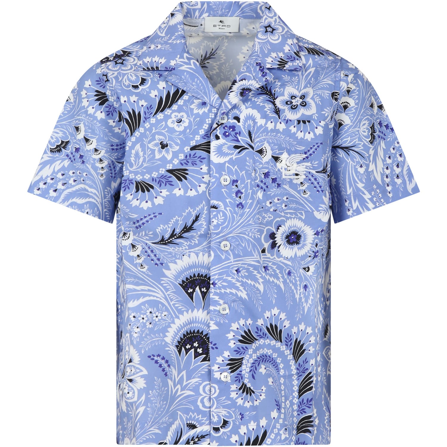 Shop Etro Sky Blue Shirt For Boy With Paisley Pattern In Light Blue