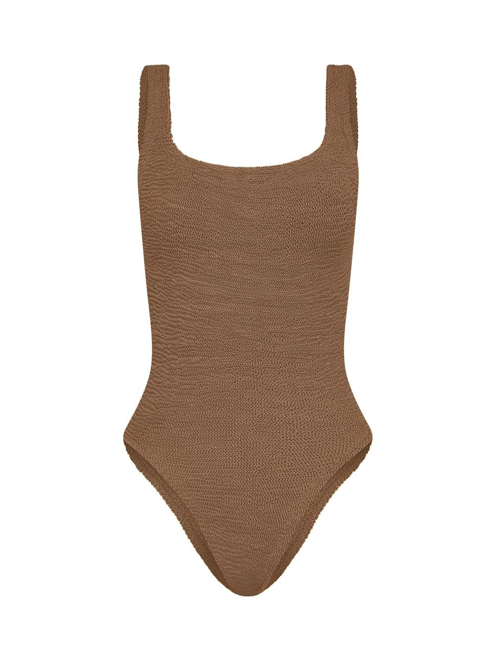 Shop Hunza G Square Neck Swim In Brown